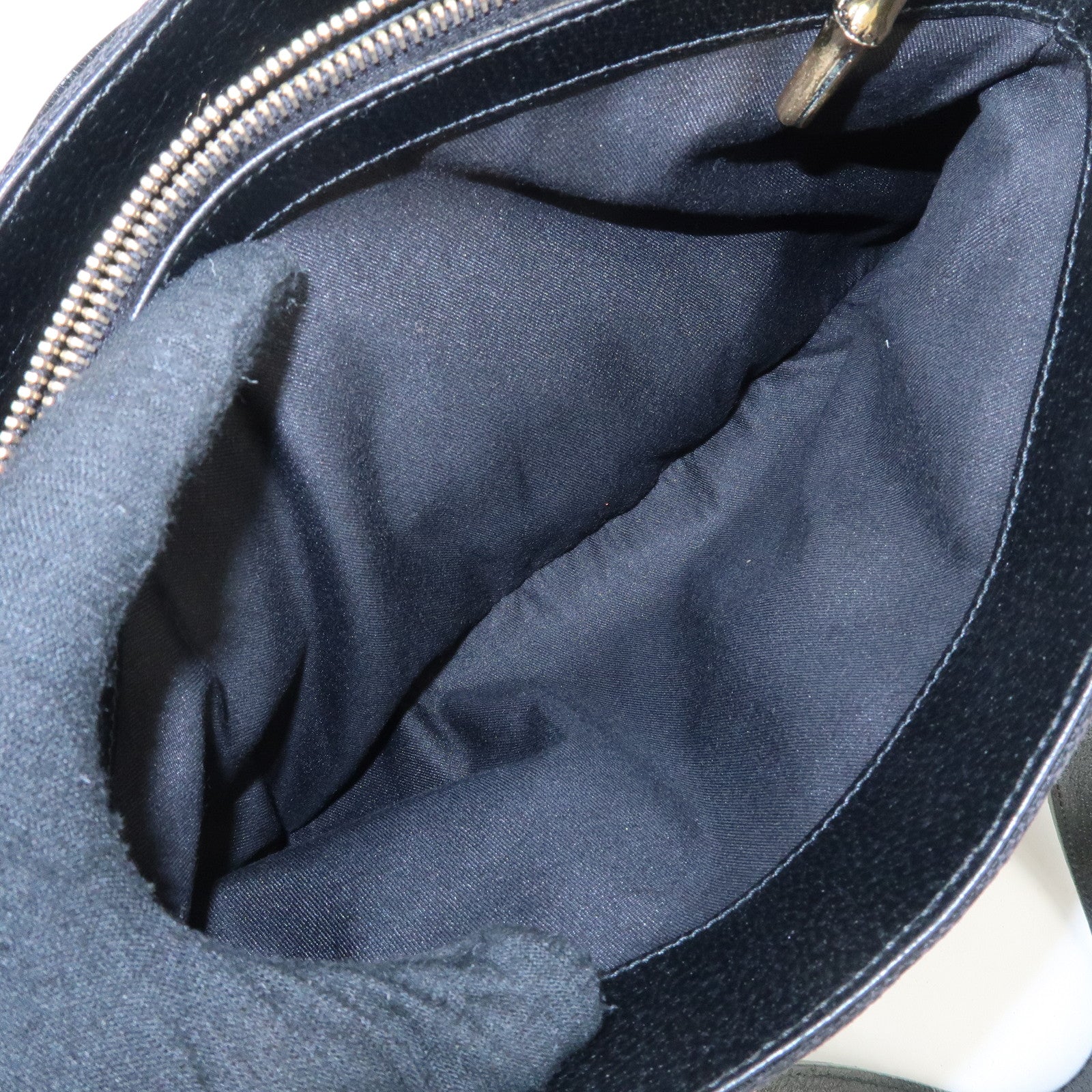 GUCCI Sherry Canvas Leather Tote Bag Hand Bag Black 131324 Used