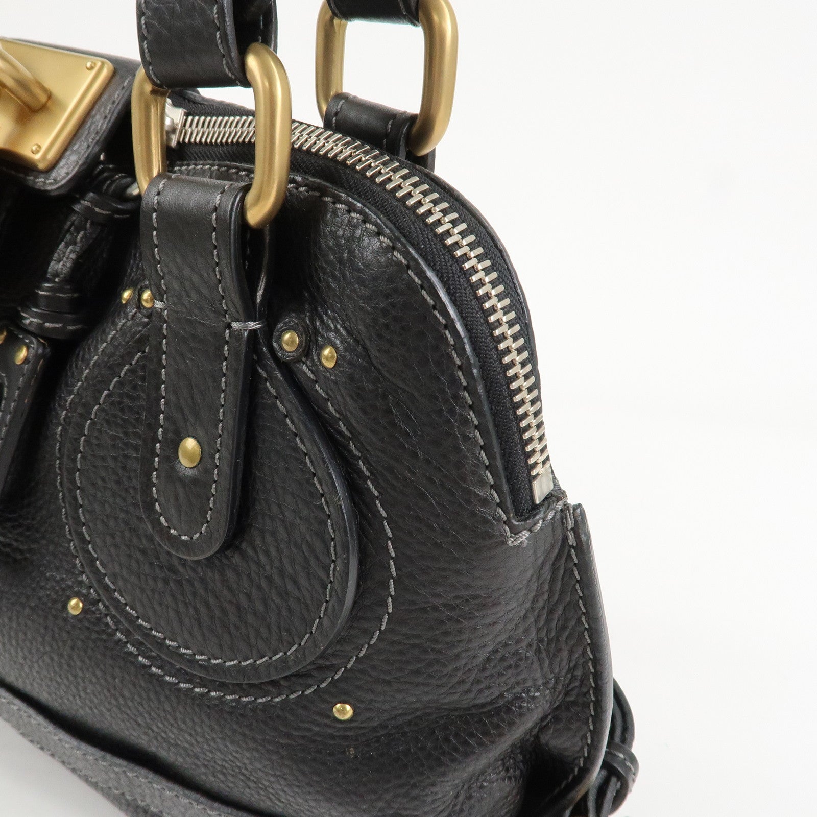Chloe Paddington Leather Hand Bag Shoulder Bag Black Gold Hardware