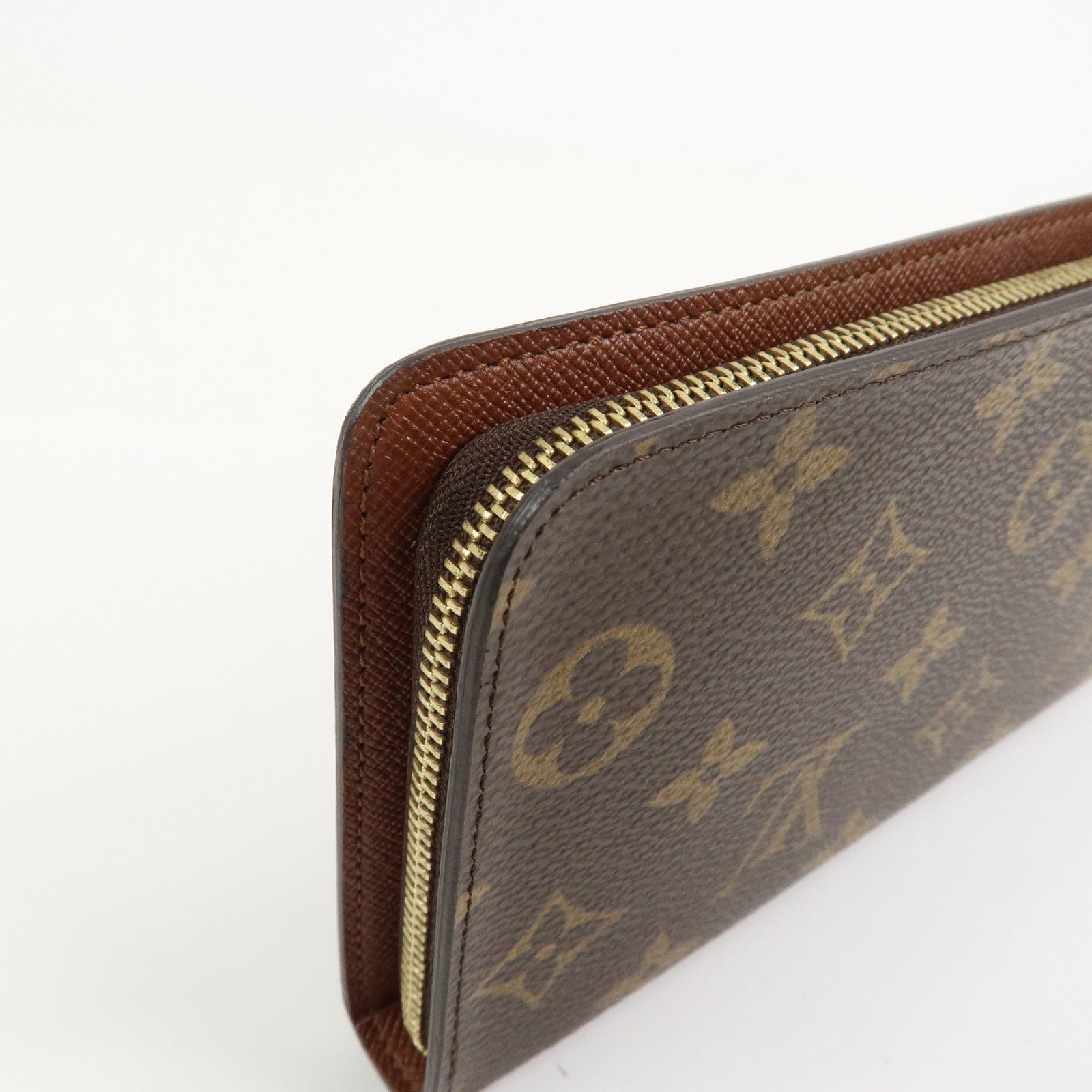 Loius Vuitton Monogram Porte Monnaie Zip Long Wallet Brown M61727