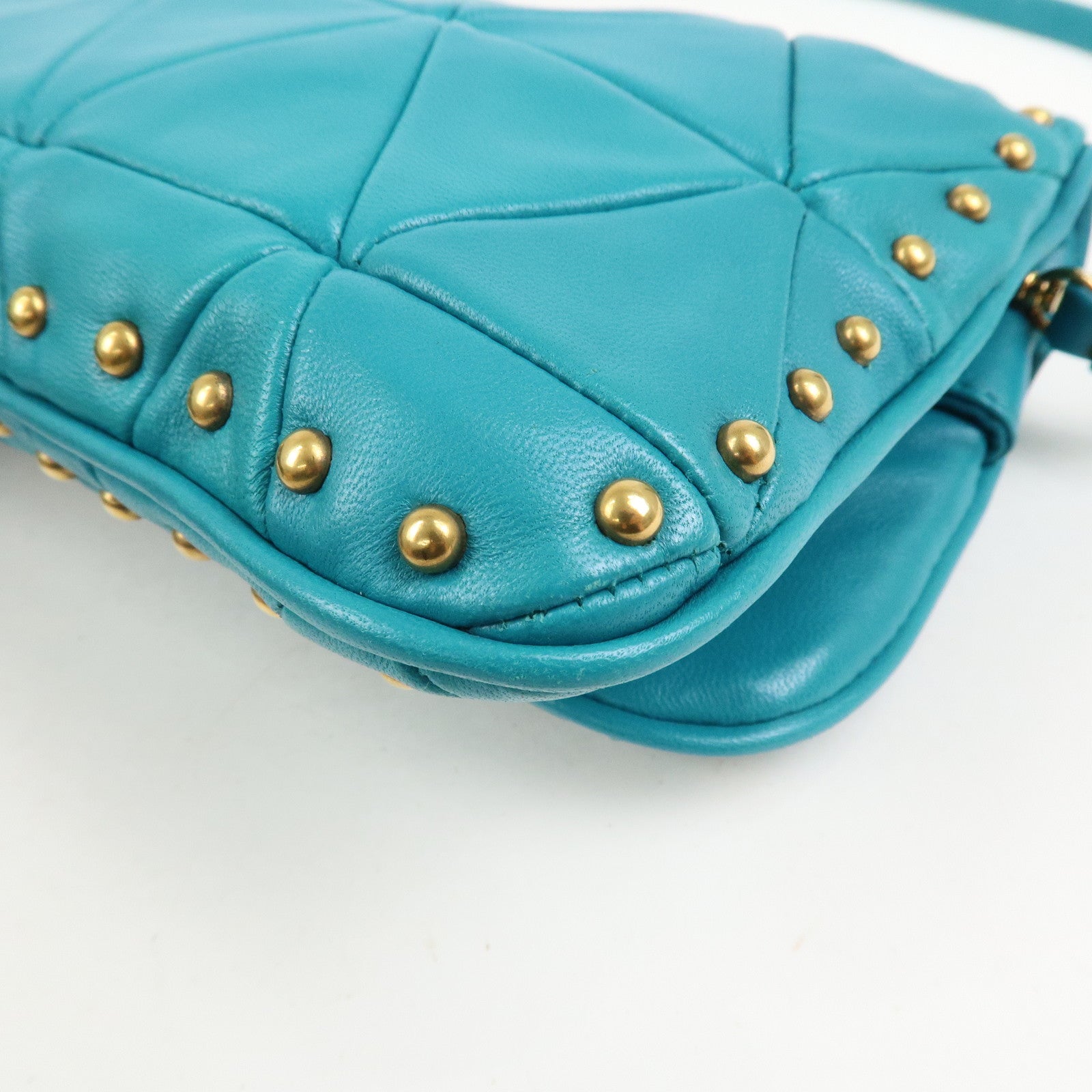 MIUMIU Matelasse Leather 2 Way Bag Shoulder Bag Blue RP0169