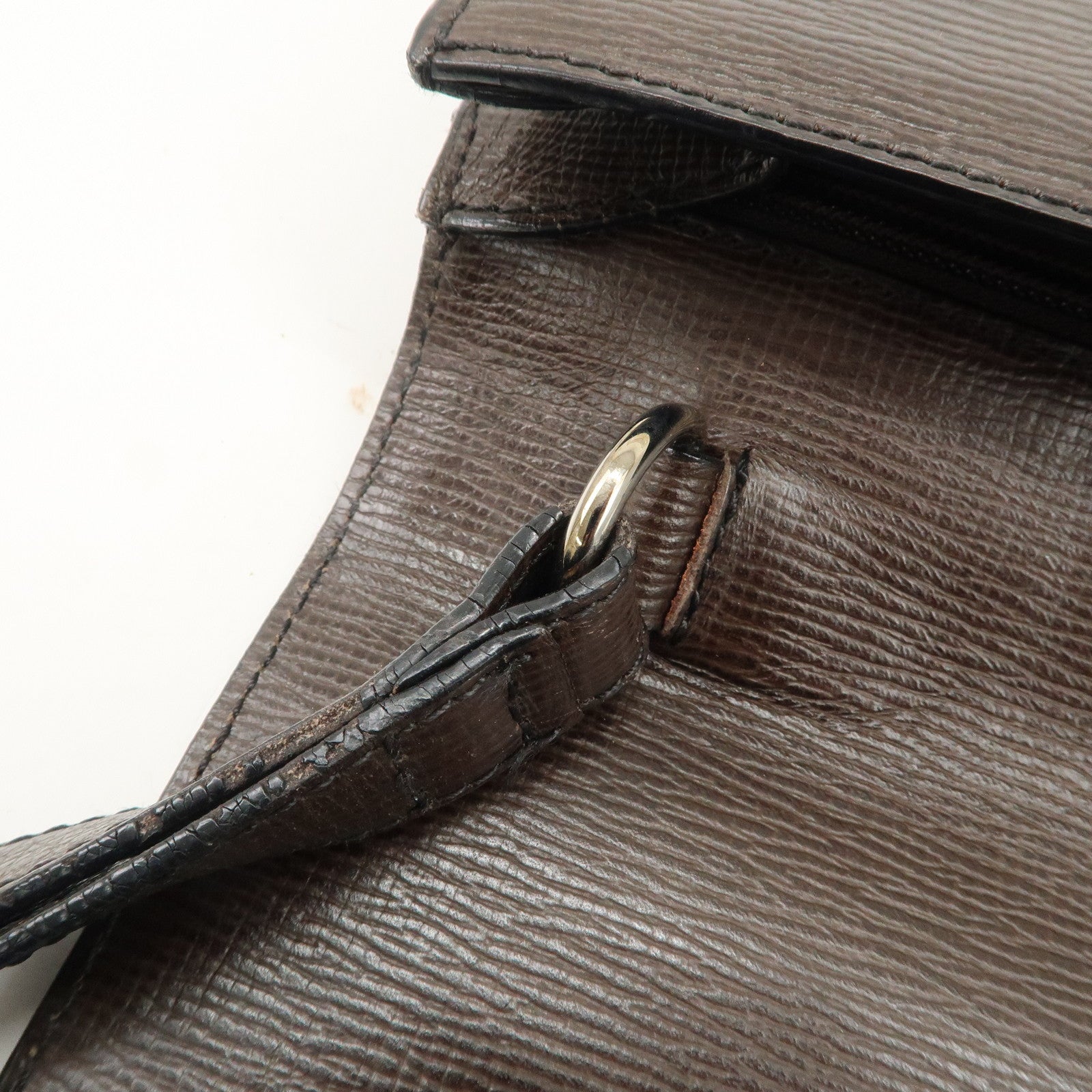 LOEWE Leather Clutch Bag Brown Silver HDW
