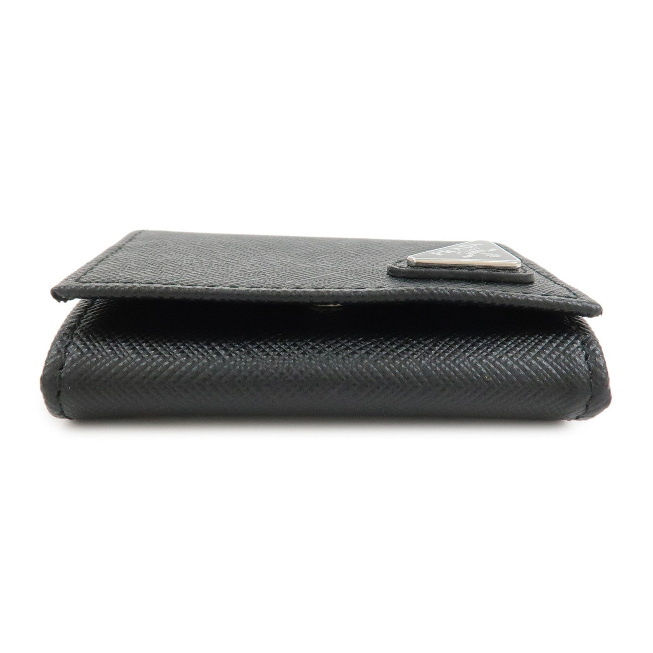 PRADA Triangle Logo Saffiano Leather Coin Case Black 2MM935