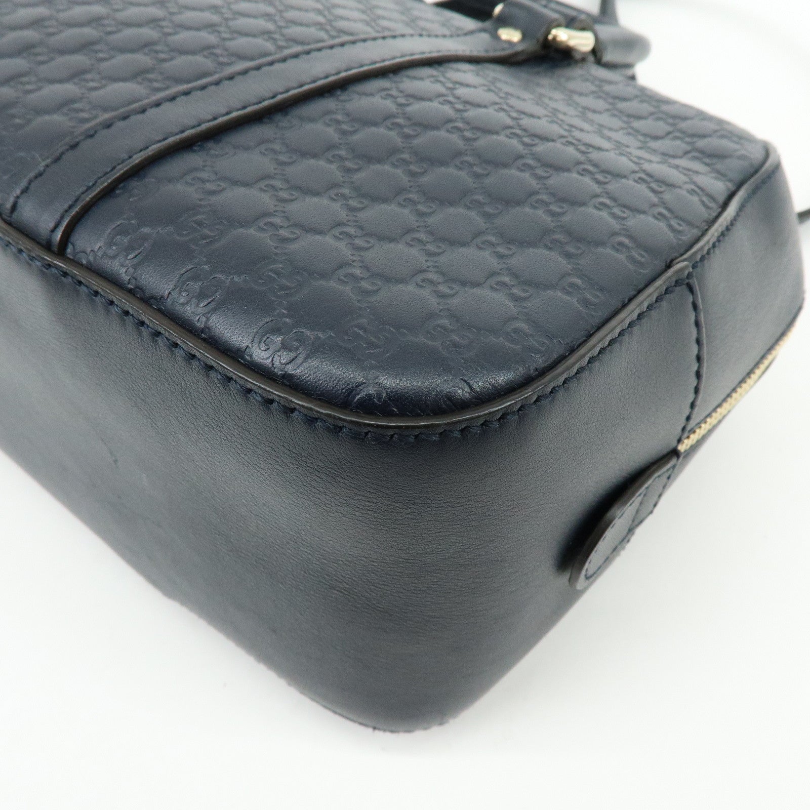 GUCCI Microguccissima Leather 2Way Bag Hand Bag Dark Navy 510286
