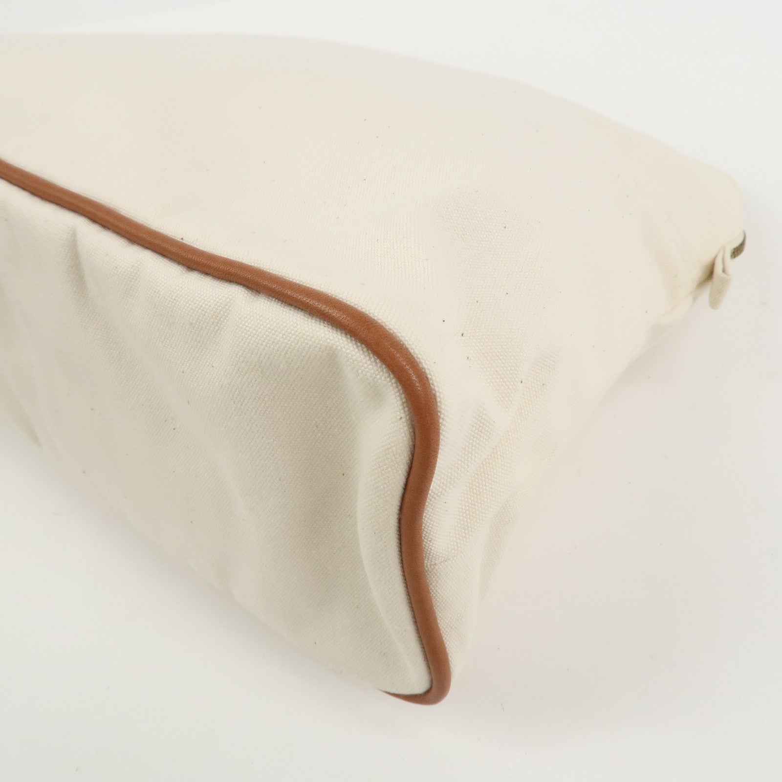 HERMES Bolide Canvas Leather Pouch TGM Natural