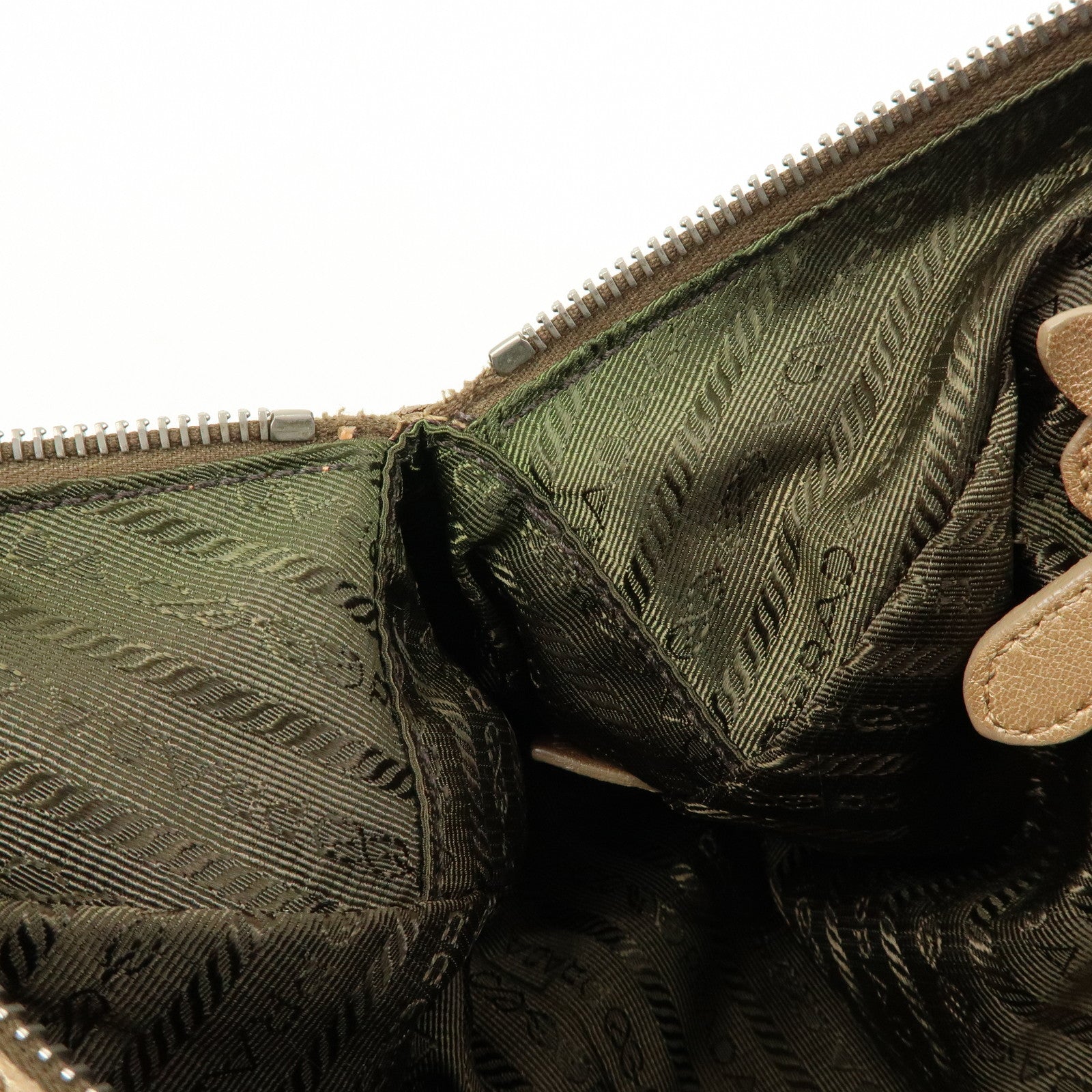 PRADA Frilled Leather Tote Bag Hand Bag Champagne Gold