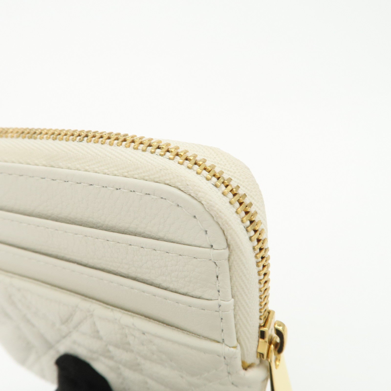 Christian Dior Cannage Caro Leather Heart Coin Case White