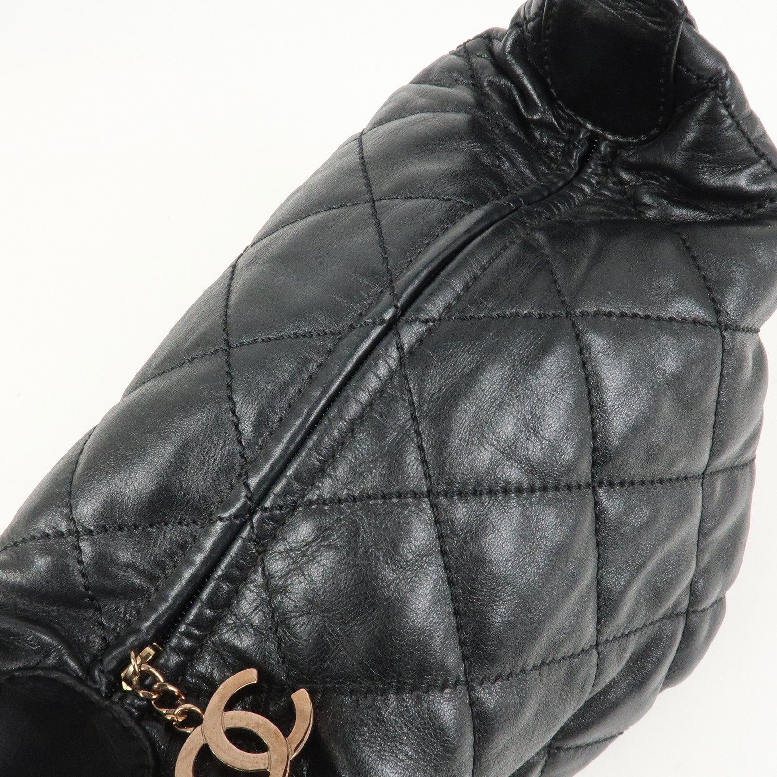 CHANEL Matelasse COCO Mark Lamb Skin Shoulder Bag Hand Bag Black
