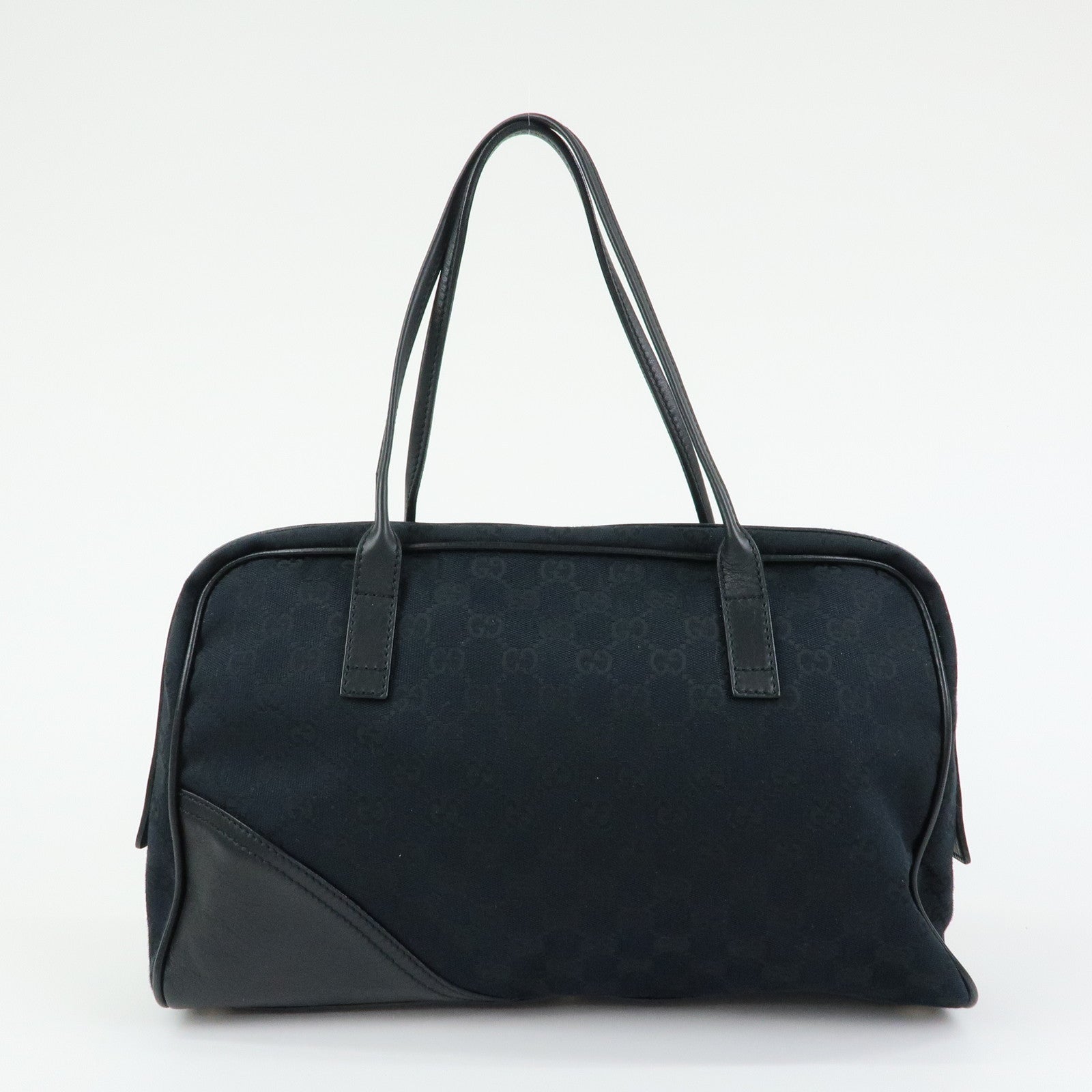 GUCCI Interlocking G Abbey GG Canvas Leather Tote Bag Black 169971