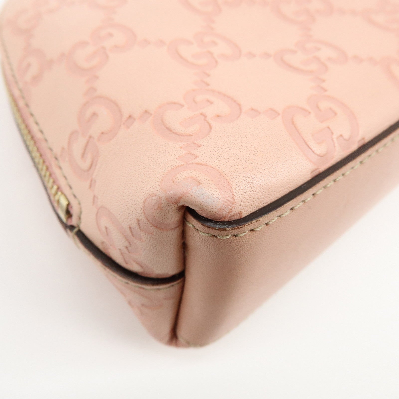 GUCCI Guccissima Leather Cosmetic Pouch Accessory Pouch Pink 141810