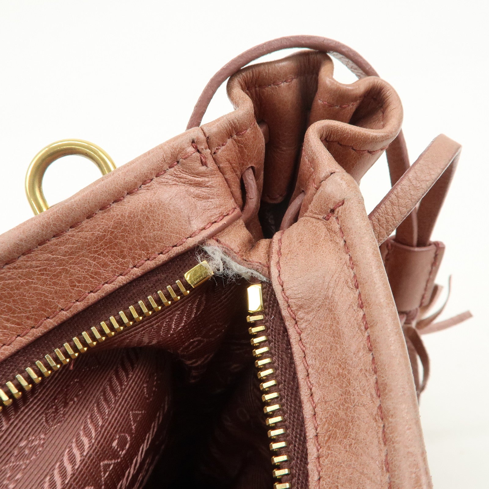 PRADA Triangle Logo Leather 2Way Shoulder Bag Hand Bag Pink BN1921