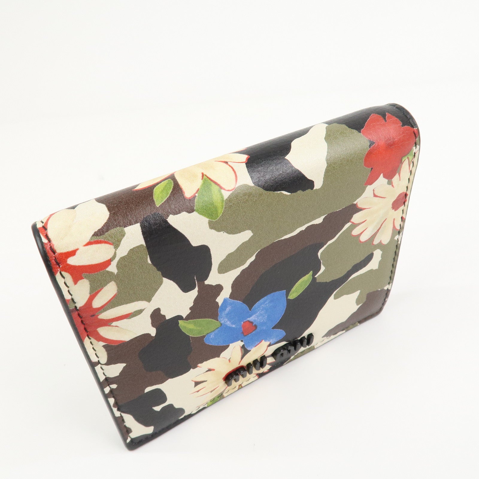 MIU MIU Flower Leather Bi-fold Compact Wallet Multicolor 5MV204