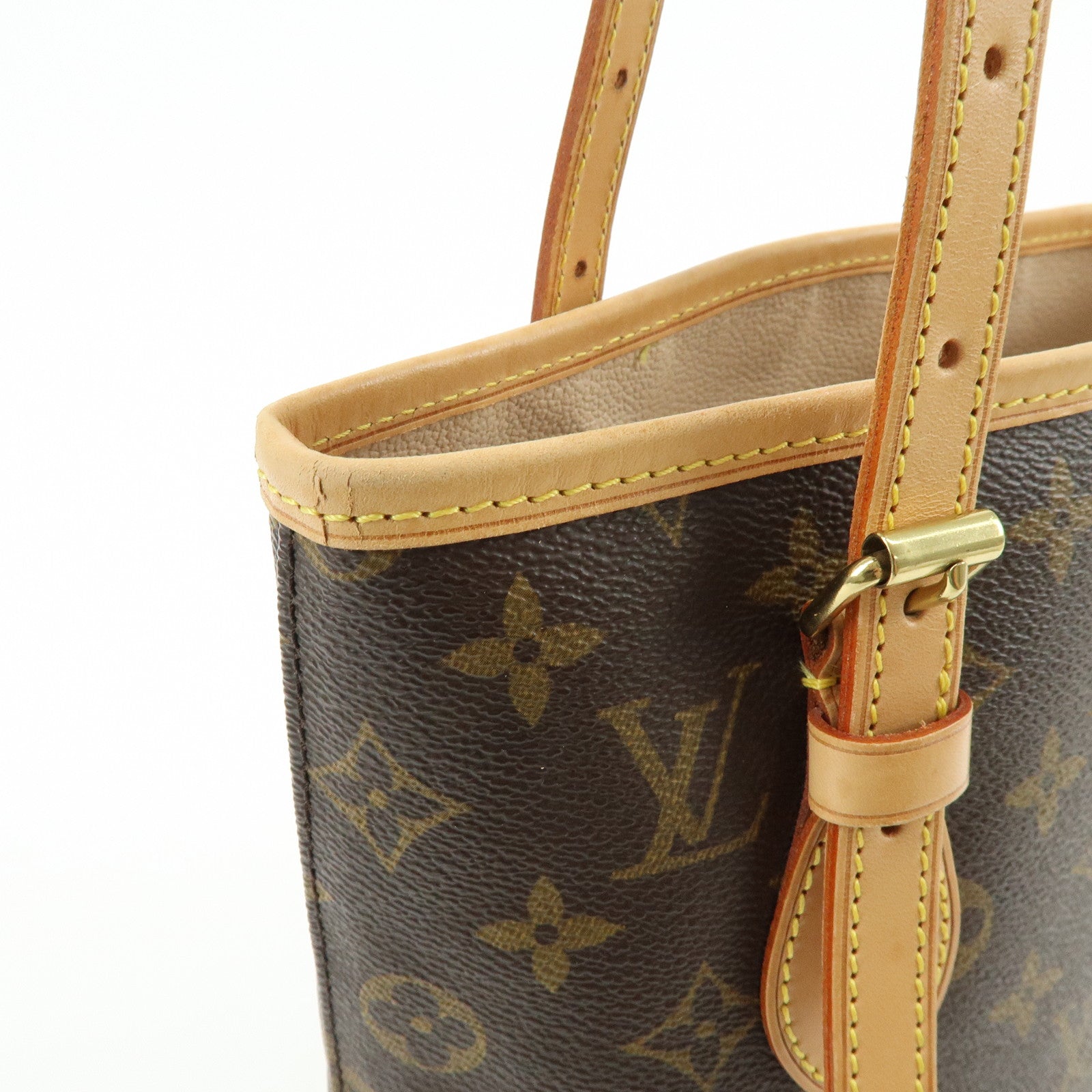 Louis Vuitton Monogram Canvas Bucket PM Hand Bag Brown M42238