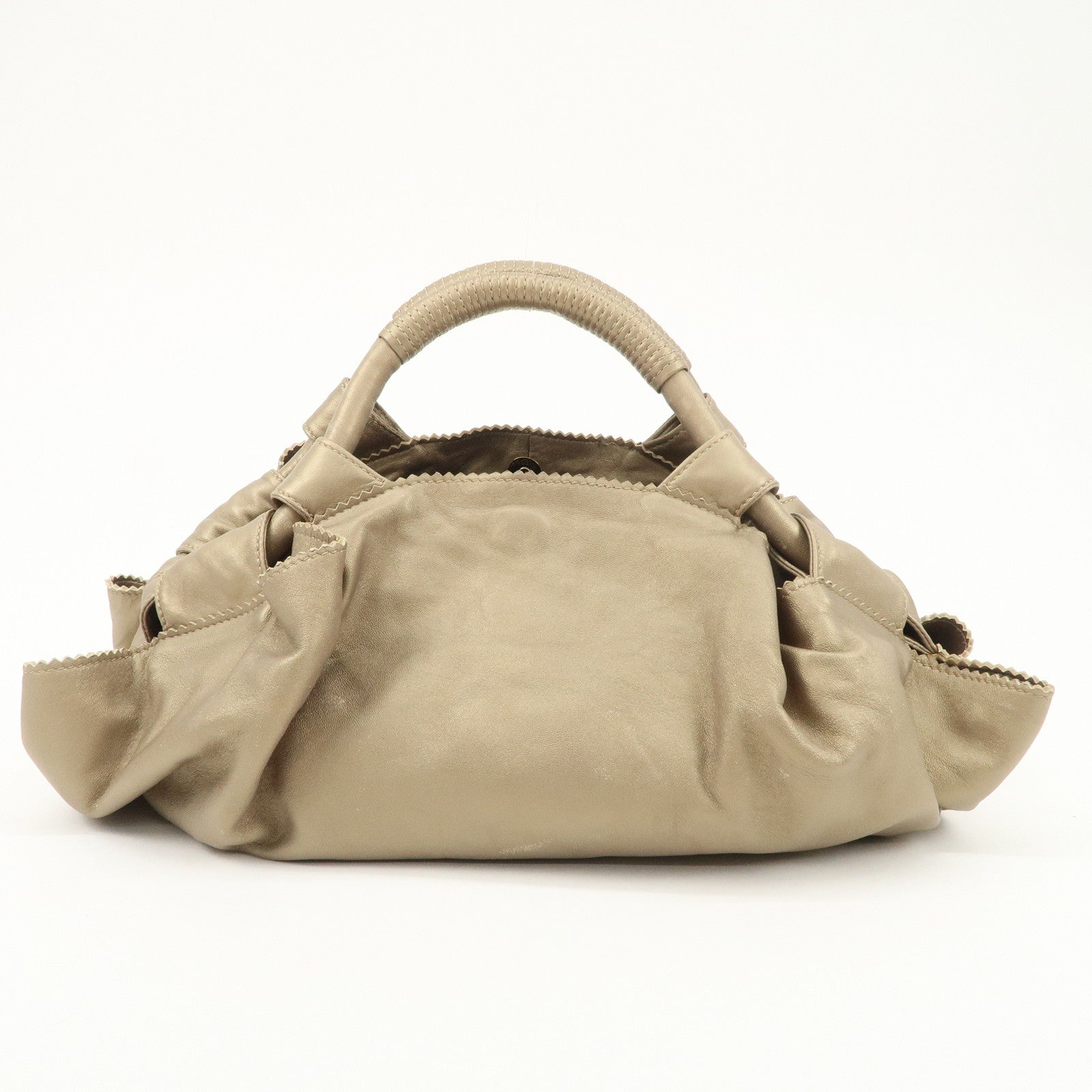 LOEWE Anagram Leather Nappa Aire Hand Bag Tote Bag Gold Used