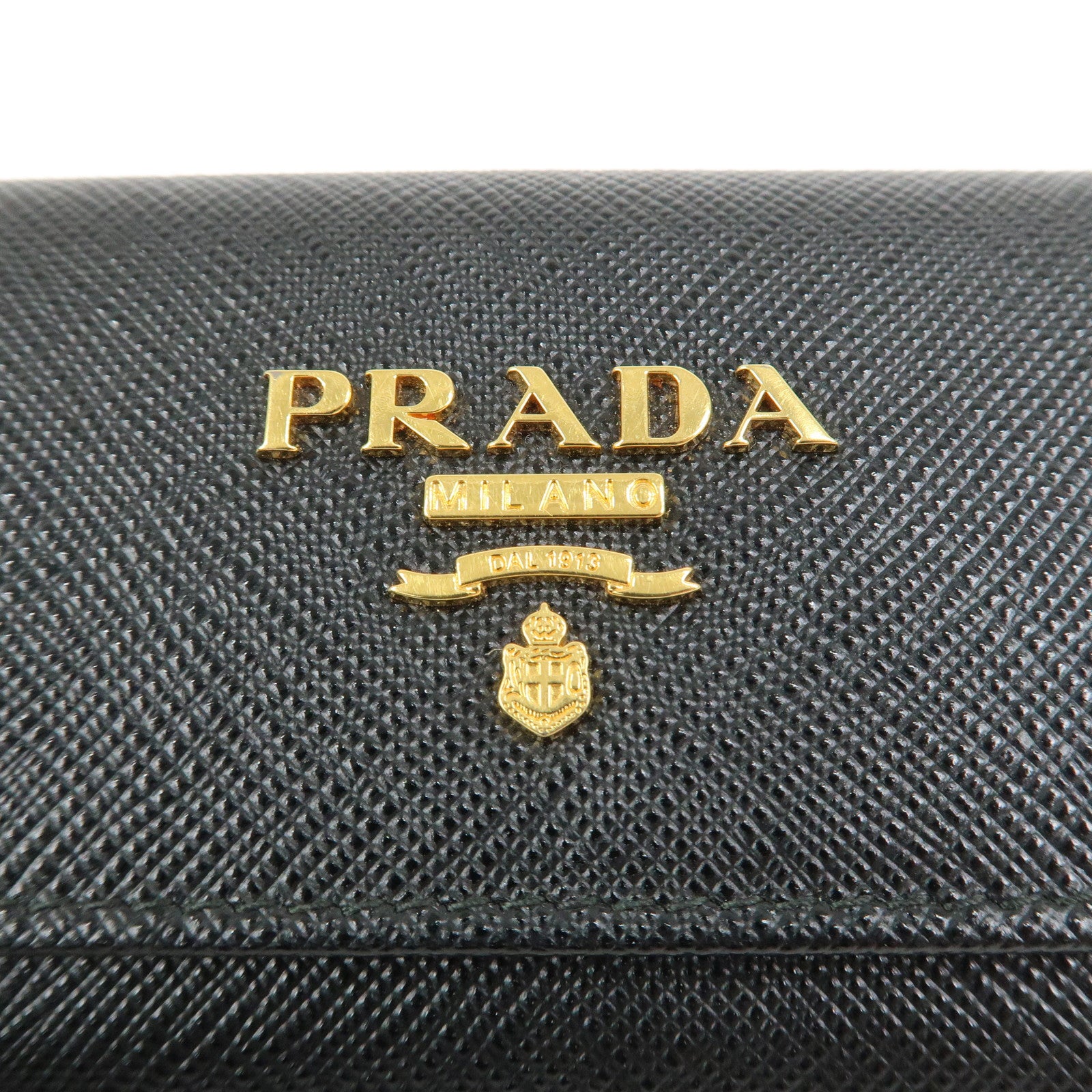 PRADA Saffiano Leather 4 Ring Key Case Key Chain Black
