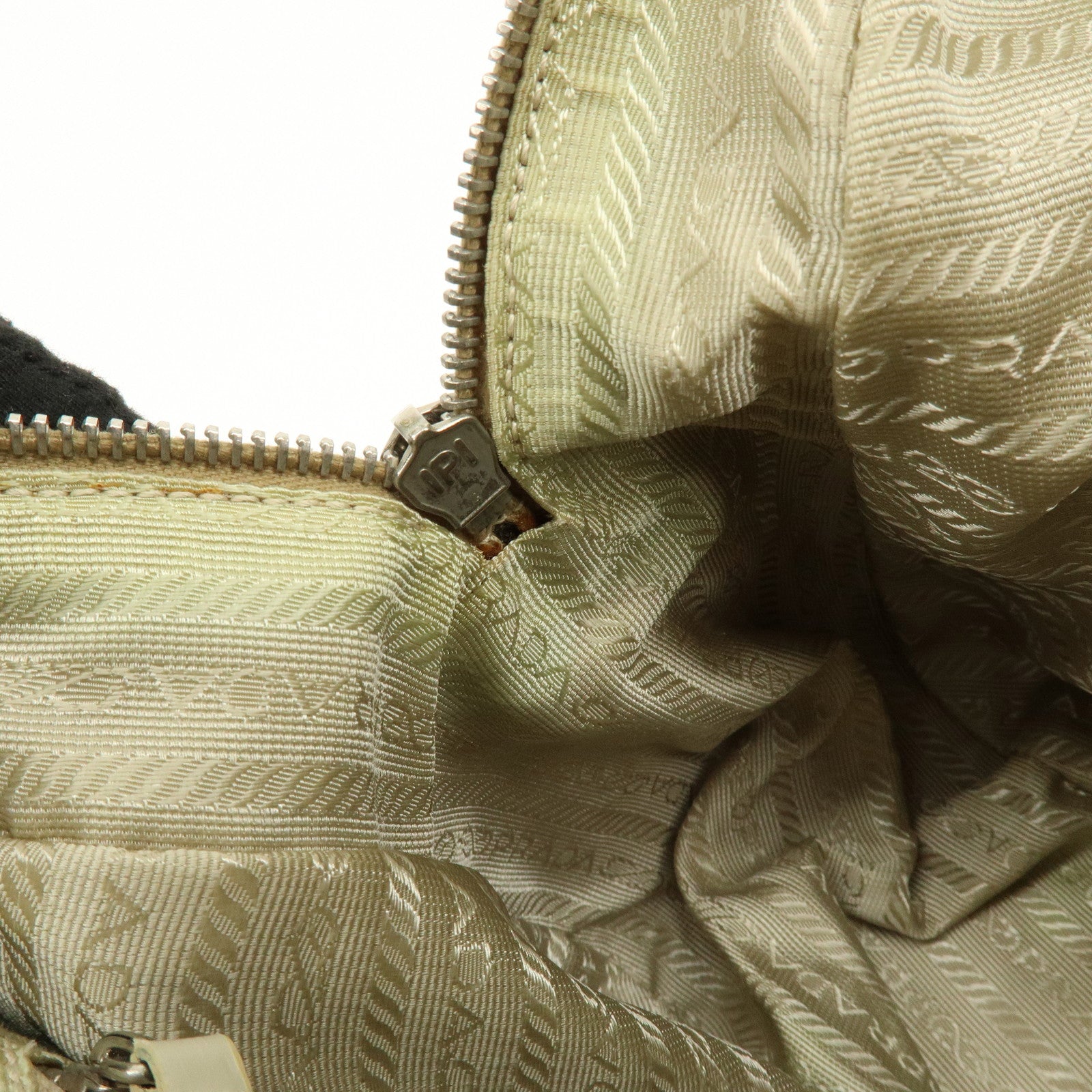 PRADA Triangle Logo Canvas Leather Bowling Bag Natural Purple