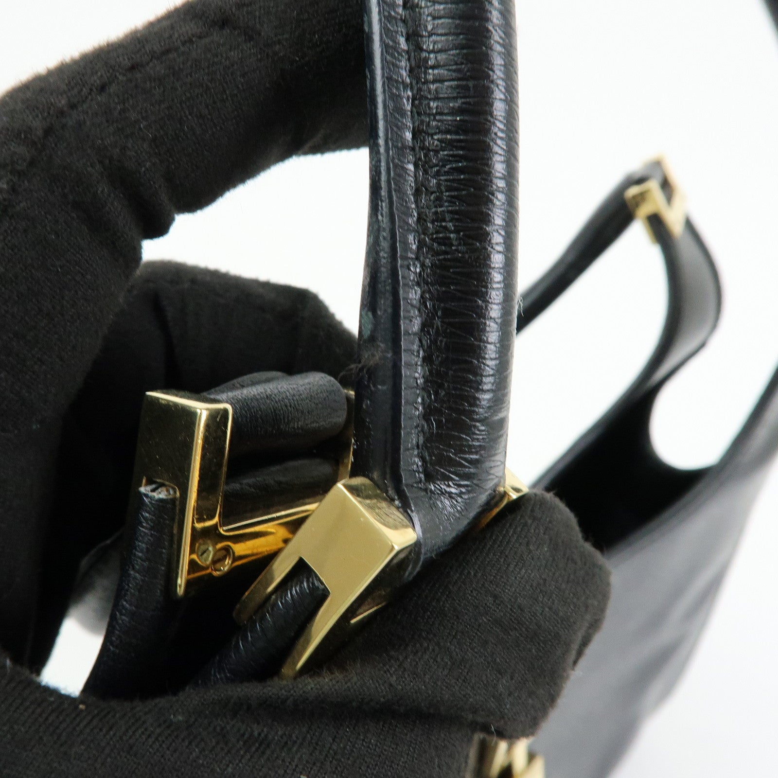 GUCCI Jackie Leather Shoulder Bag Hand Bag Black 002.1067