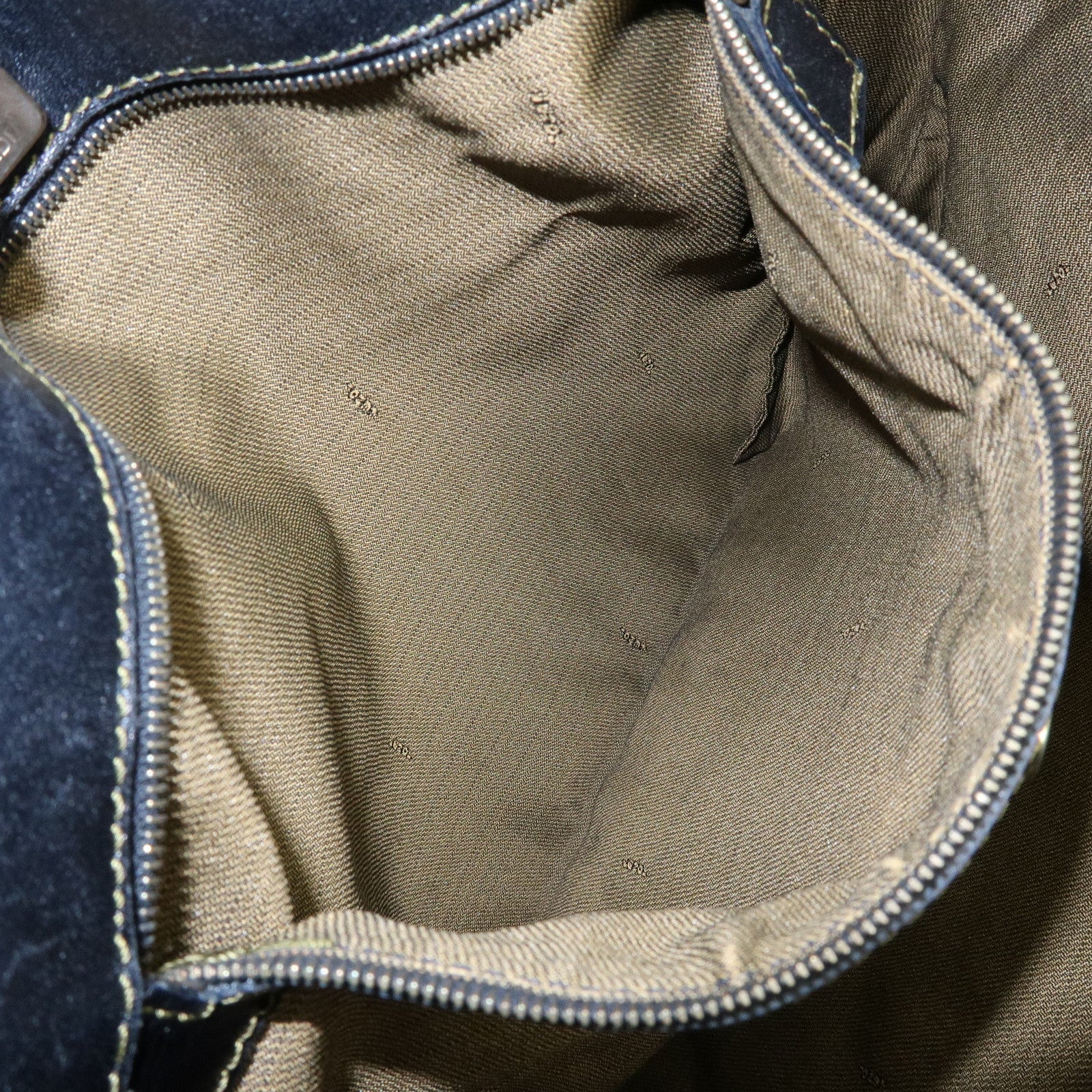 FENDI Zucca Canvas Leather Shoulder Bag Hand Bag Black Brown