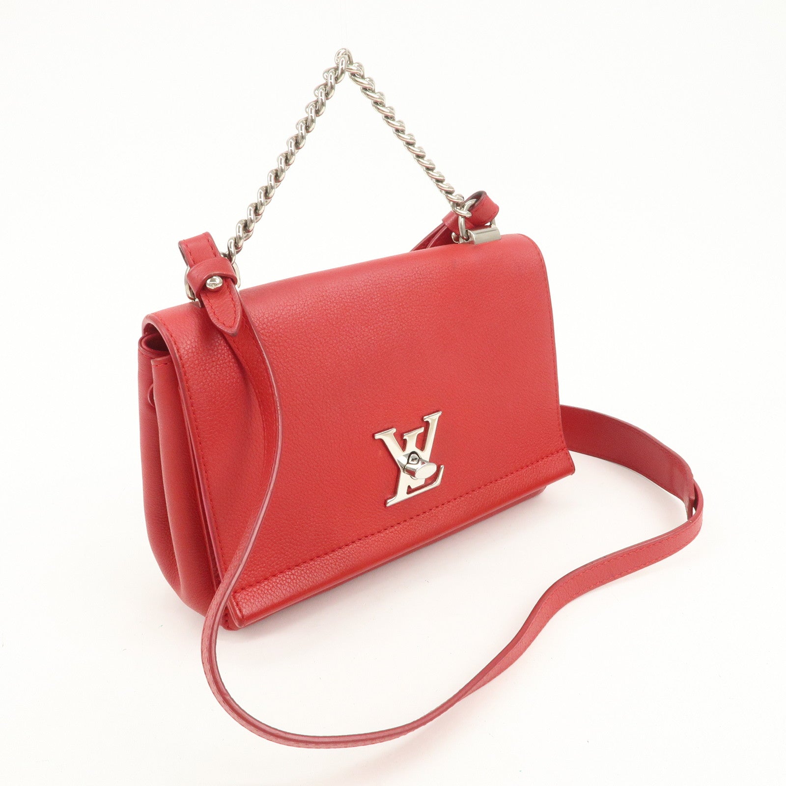 Louis Vuitton Calf Leather My Lockme BB 2Way Hand Bag Ruby M51419