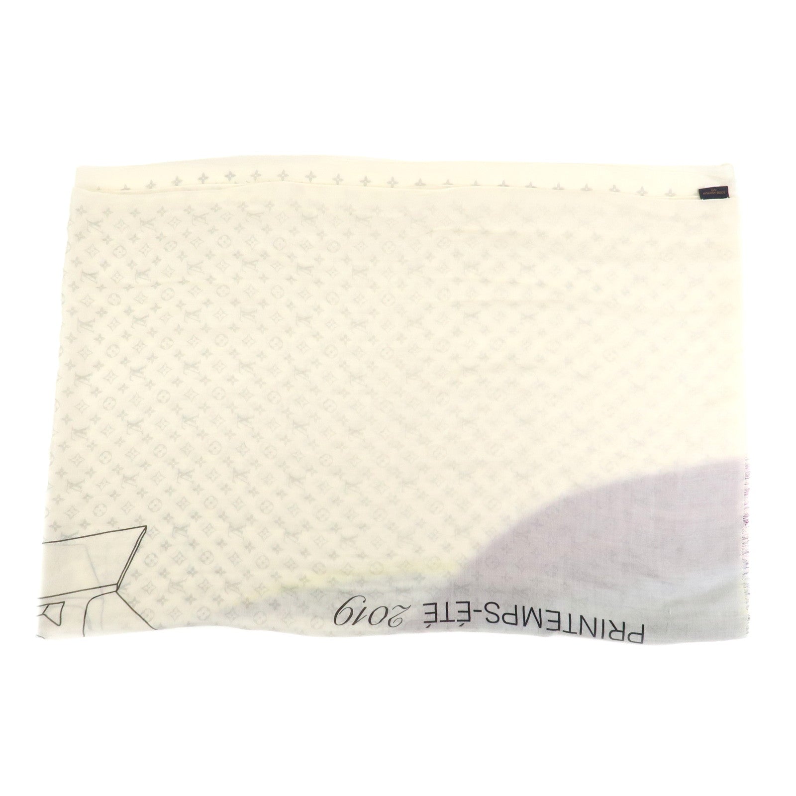 Louis Vuitton Etolloe LV Rainbow Cashmere Silk Scarf White MP2316