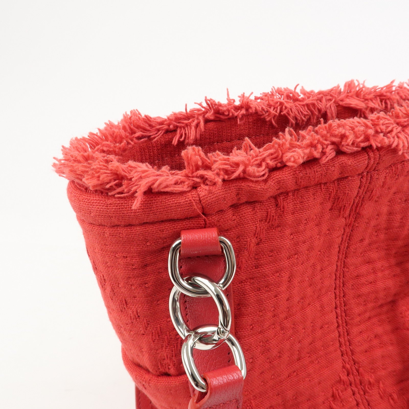 CHANEL COCO Mark Canvas Calf Leather Shopping Bag Large Red A57168