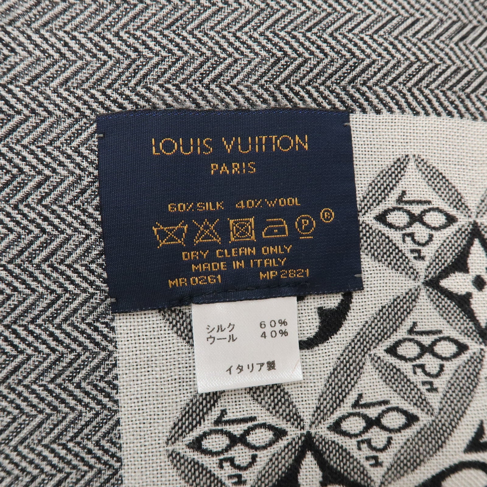 Louis Vuitton Monogram SINCE 1854 Silk Wool Scarf Black MP2821