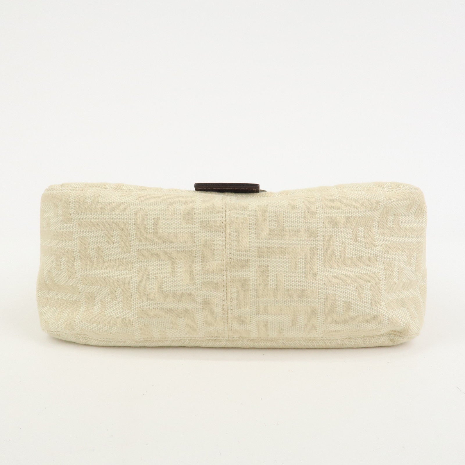 FENDI Mamma Baguette Canvas Leather Shoulder Bag Ivory 26325