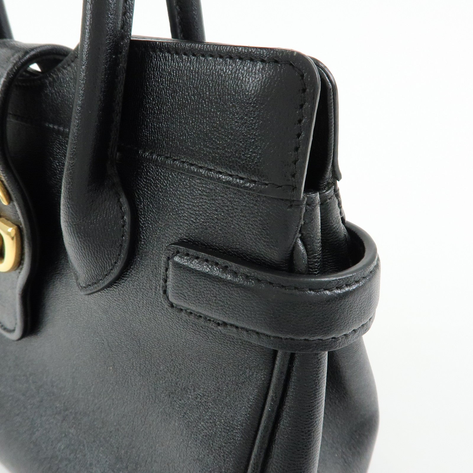 GUCCI GG Marmont Top Handle Leather 2Way Bag Hand Bag Black 658450