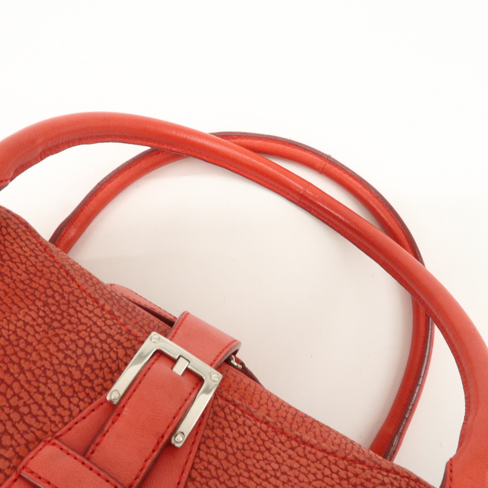 LOEWE Logo Senda Leather Shoulder Bag Hand Bag Red