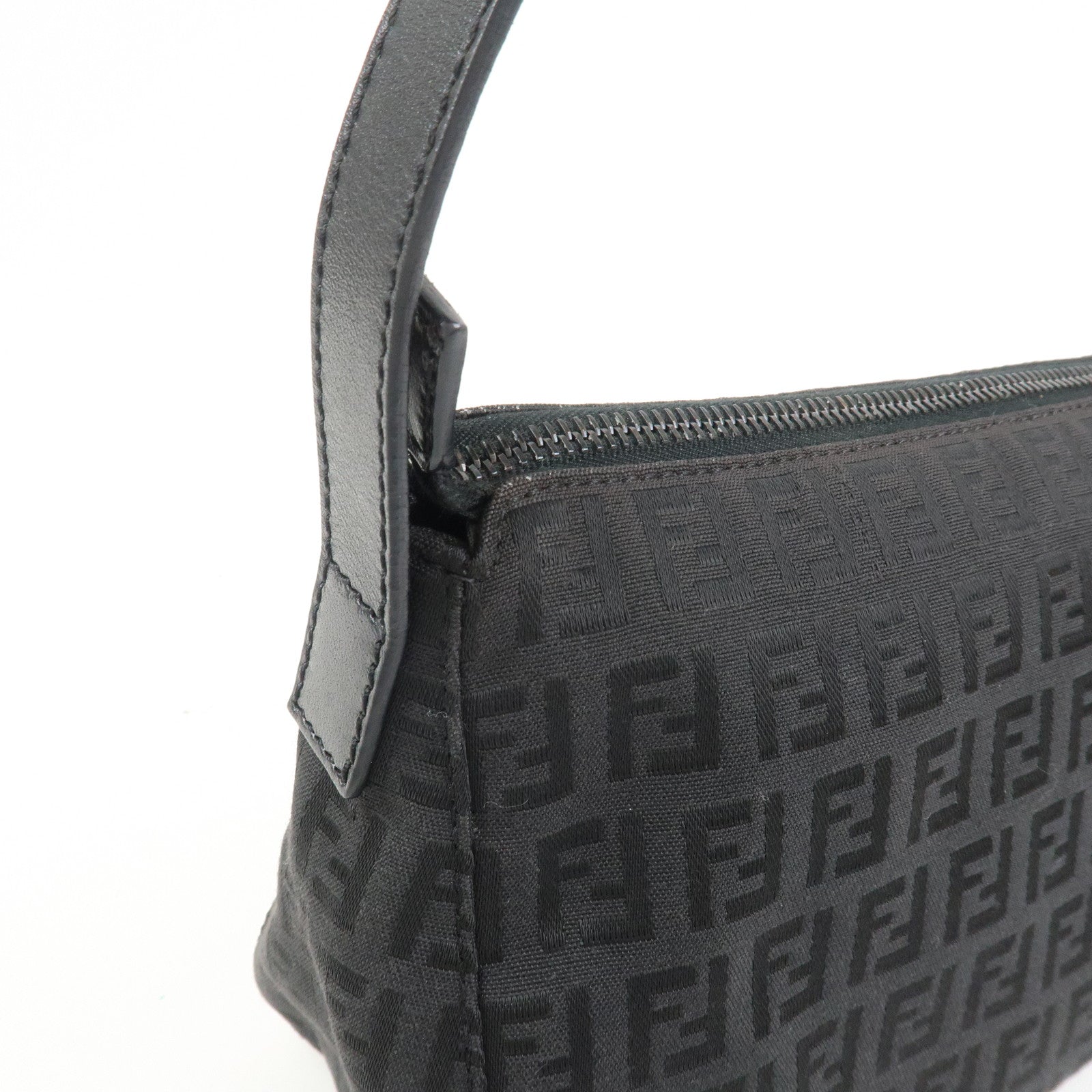 FENDI Zucchino Shoulder Bag Hand Bag Black 8BR444