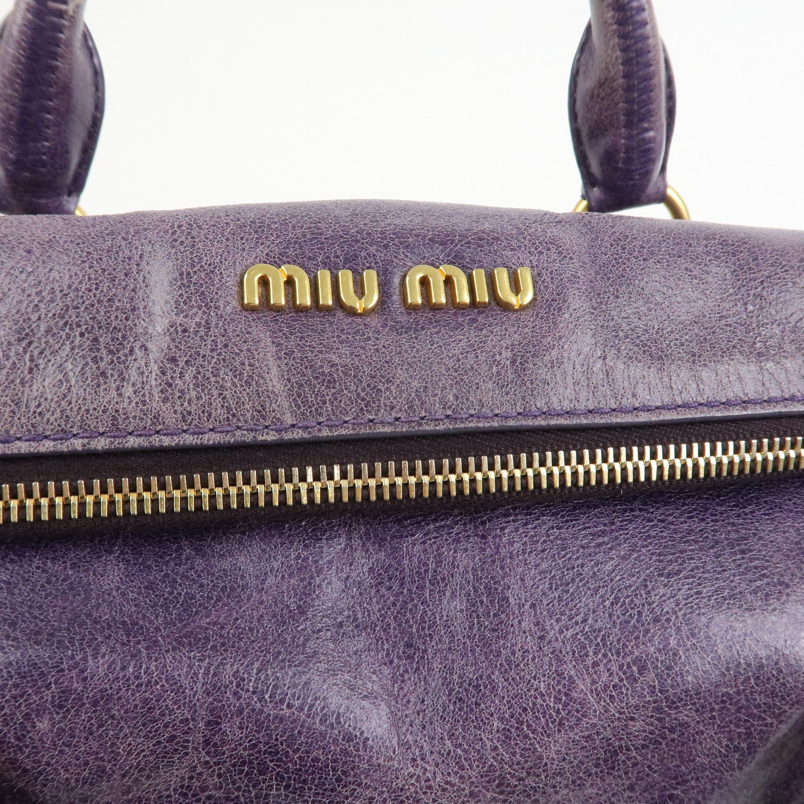 MIU MIU Logo Leather 2Way Bag Hand Bag Shoulder Bag Purple