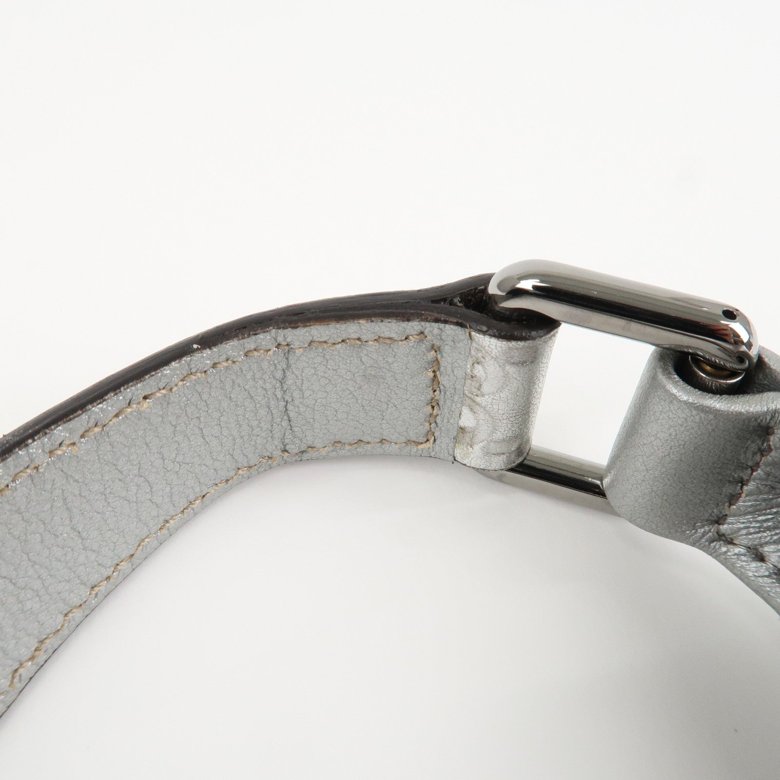 GUCCI Guccissima Leather Shoulder Bag Hand Bag Silver 240020 Used