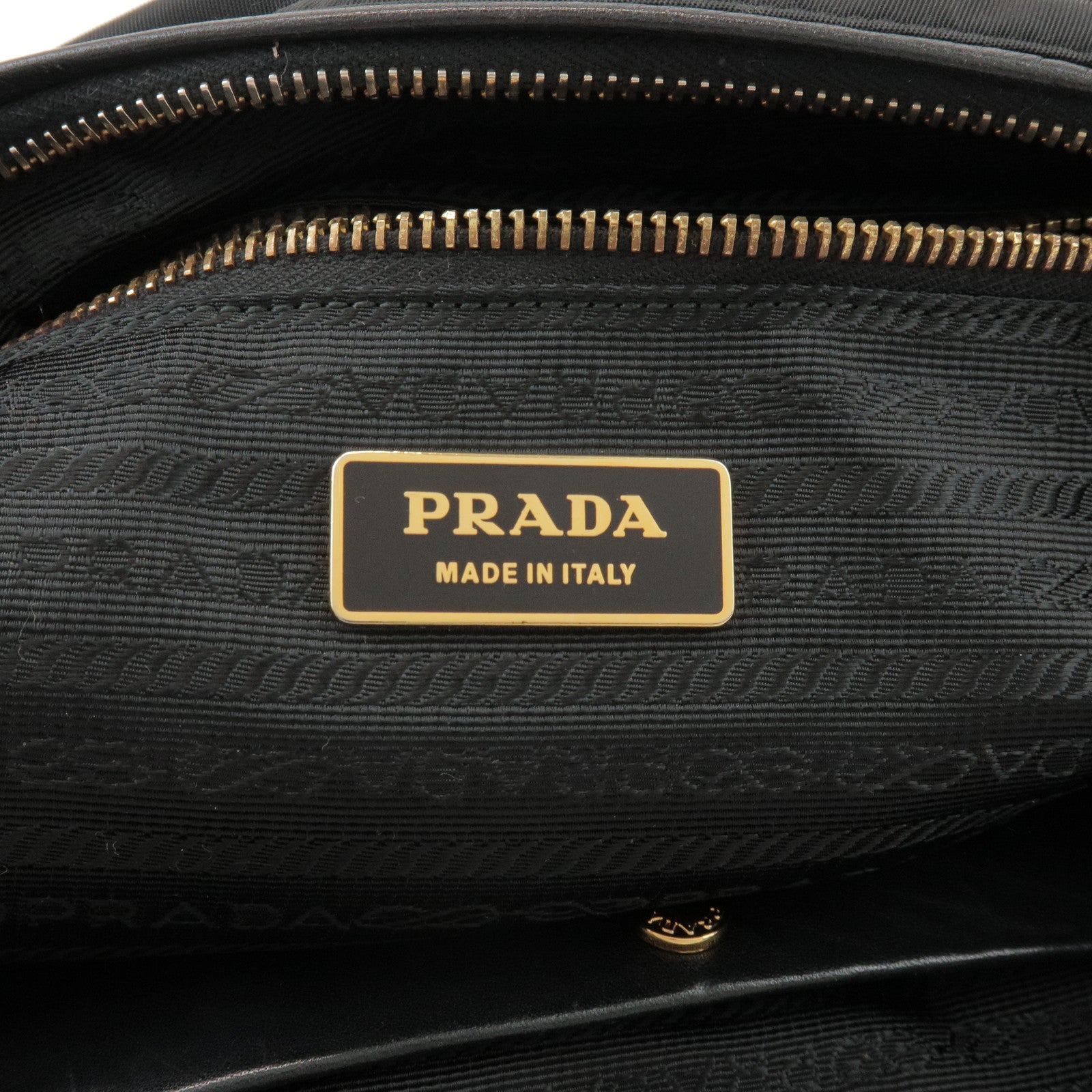 PRADA Triangle Logo Nylon Leather Shoulder Bag Black