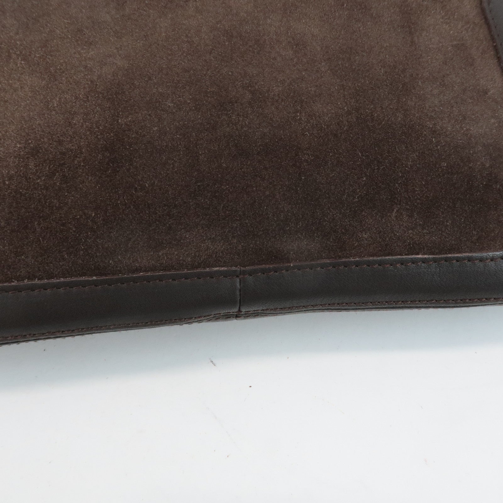 LOEWE Anagram Suede Leather Shoulder Bag Brown Used