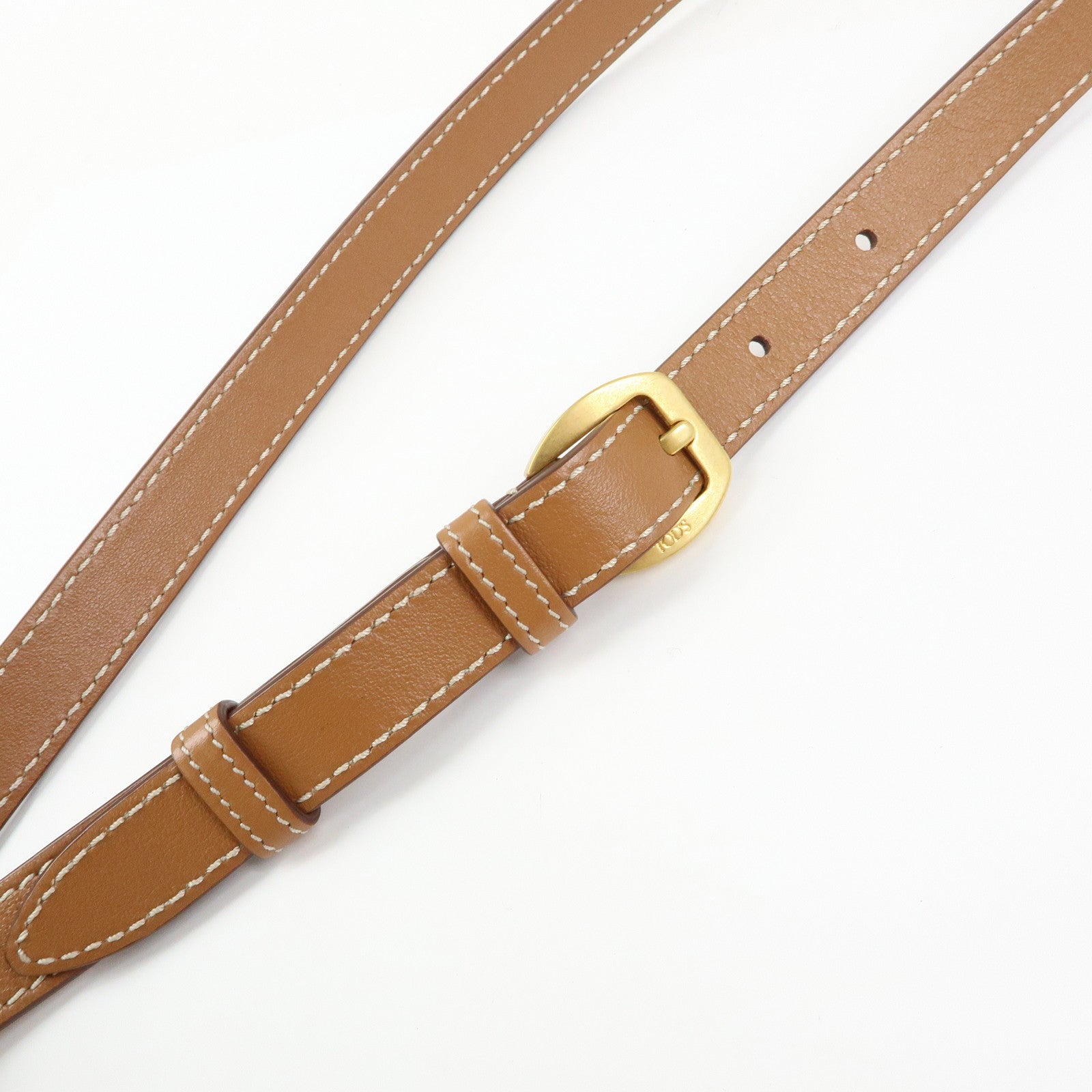 TOD'S Oboe Raffia Leather Shoulder Bag Crossbody Bag Beige Brown