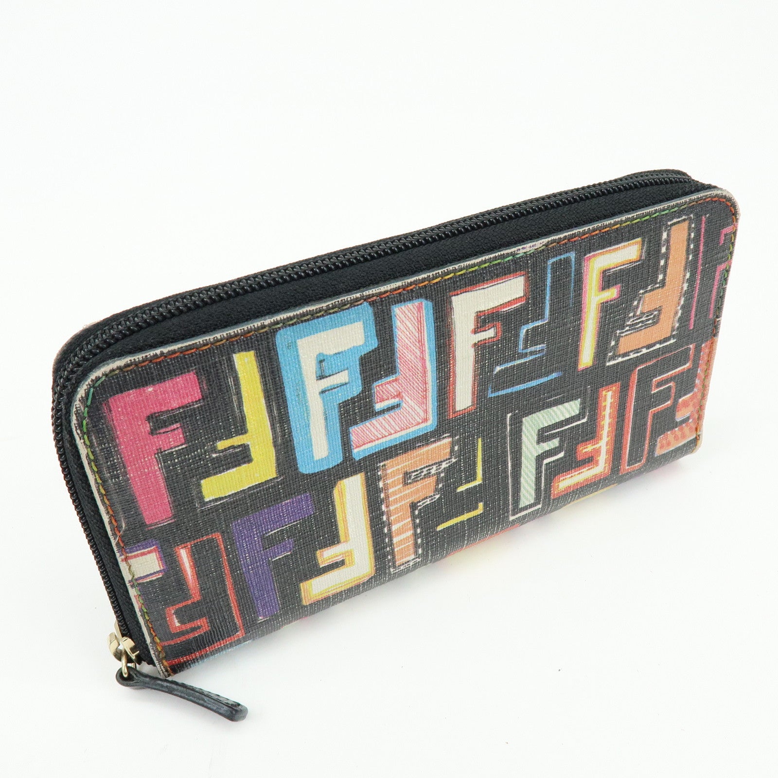 FENDI Zucchino PVC Coated Canvas Long Wallet Multicolor 8M0024