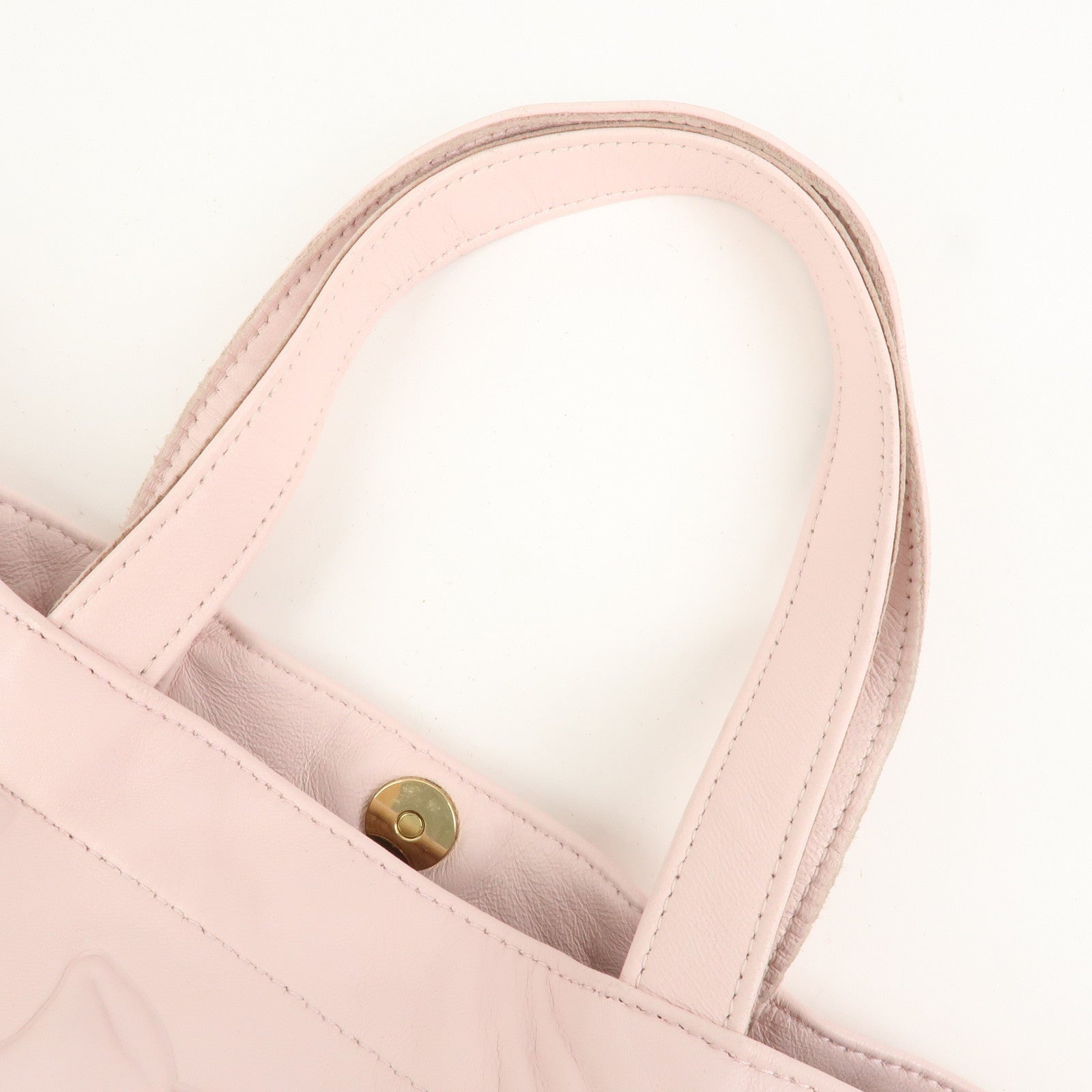 VALENTINO Leather Ribbon Motif Tote Bag Hand Bag Shoulder Bag Pink