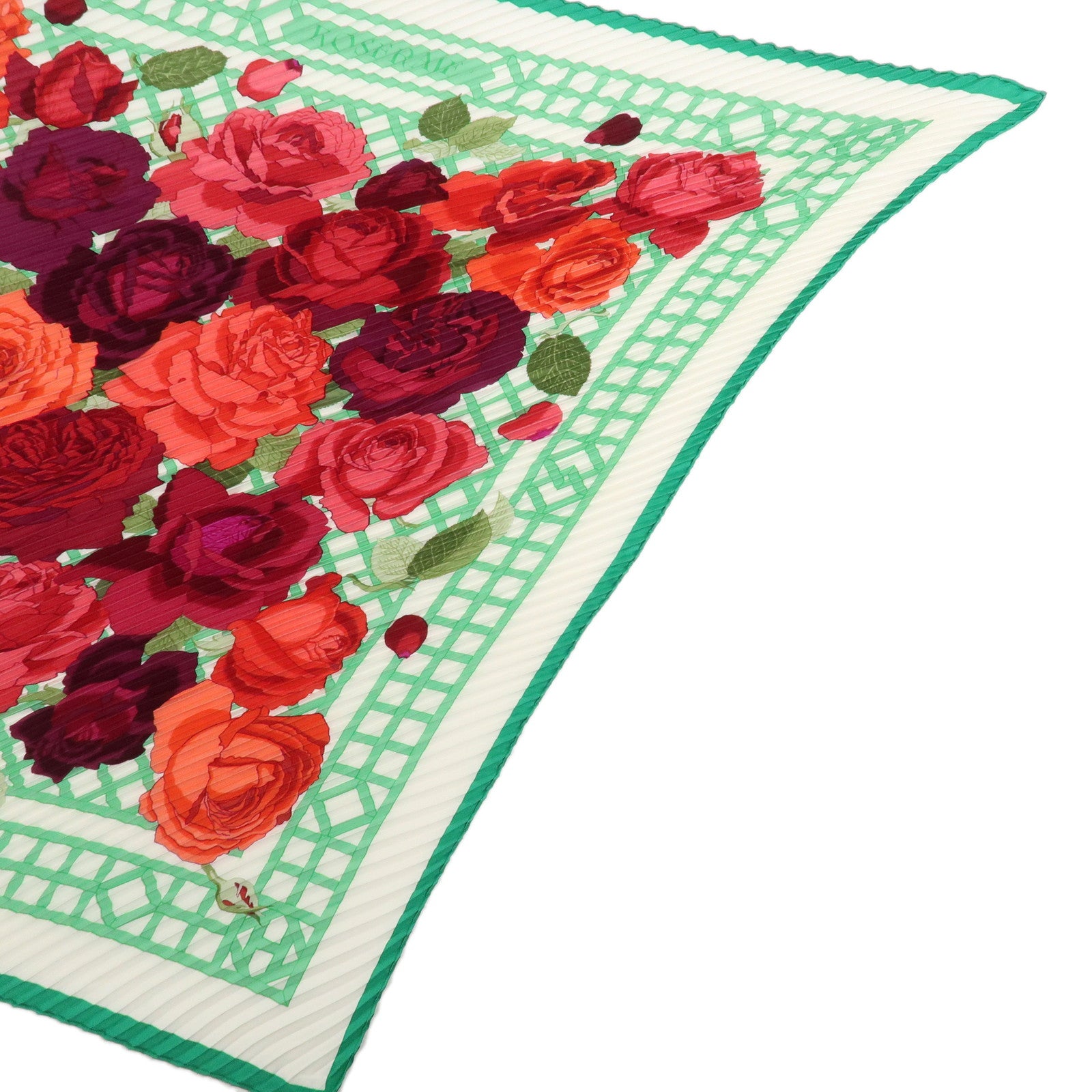 HERMES Carre 90 Silk 100% Pleats Scarf LA ROSEE Anne Gavarni