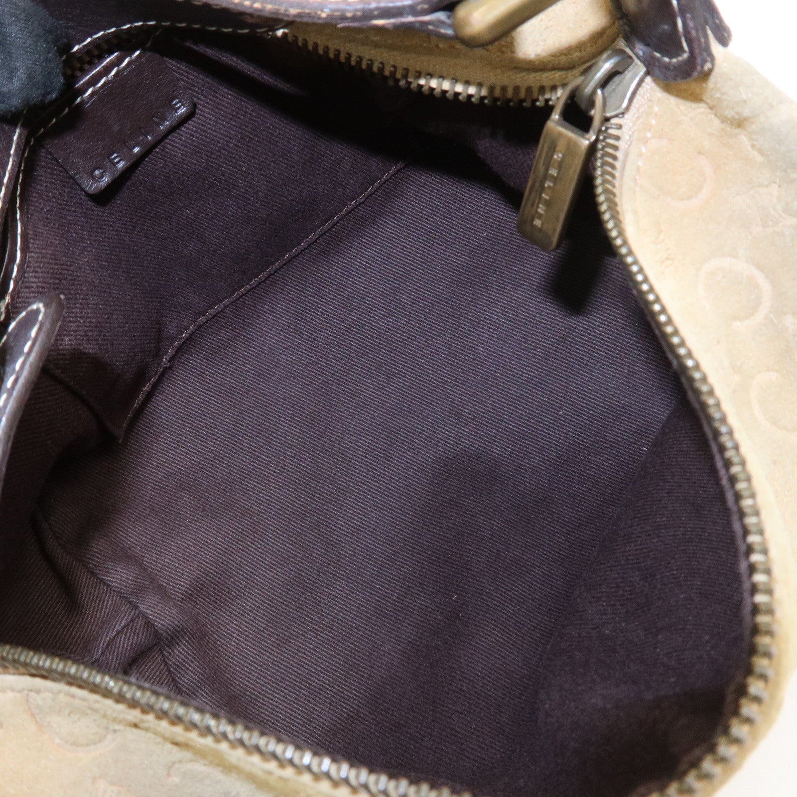 CELINE C Macadam Suede Leather Hand Bag Beige