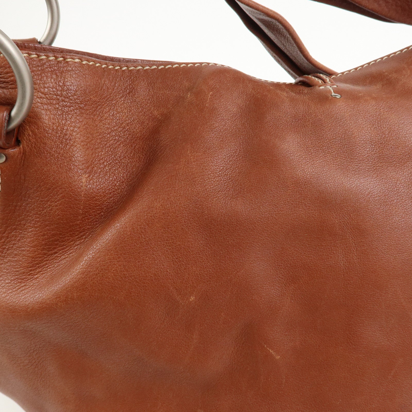 CELINE Logo Leather Bittersweet Shoulder Bag Tote Bag Brown