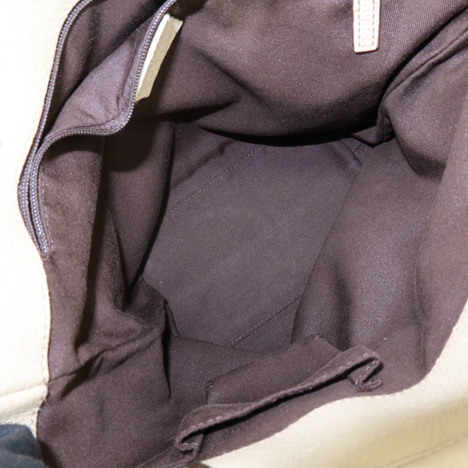 GUCCI GG Canvas Leather Tote Bag Hand Bag Beige Ivory 120840