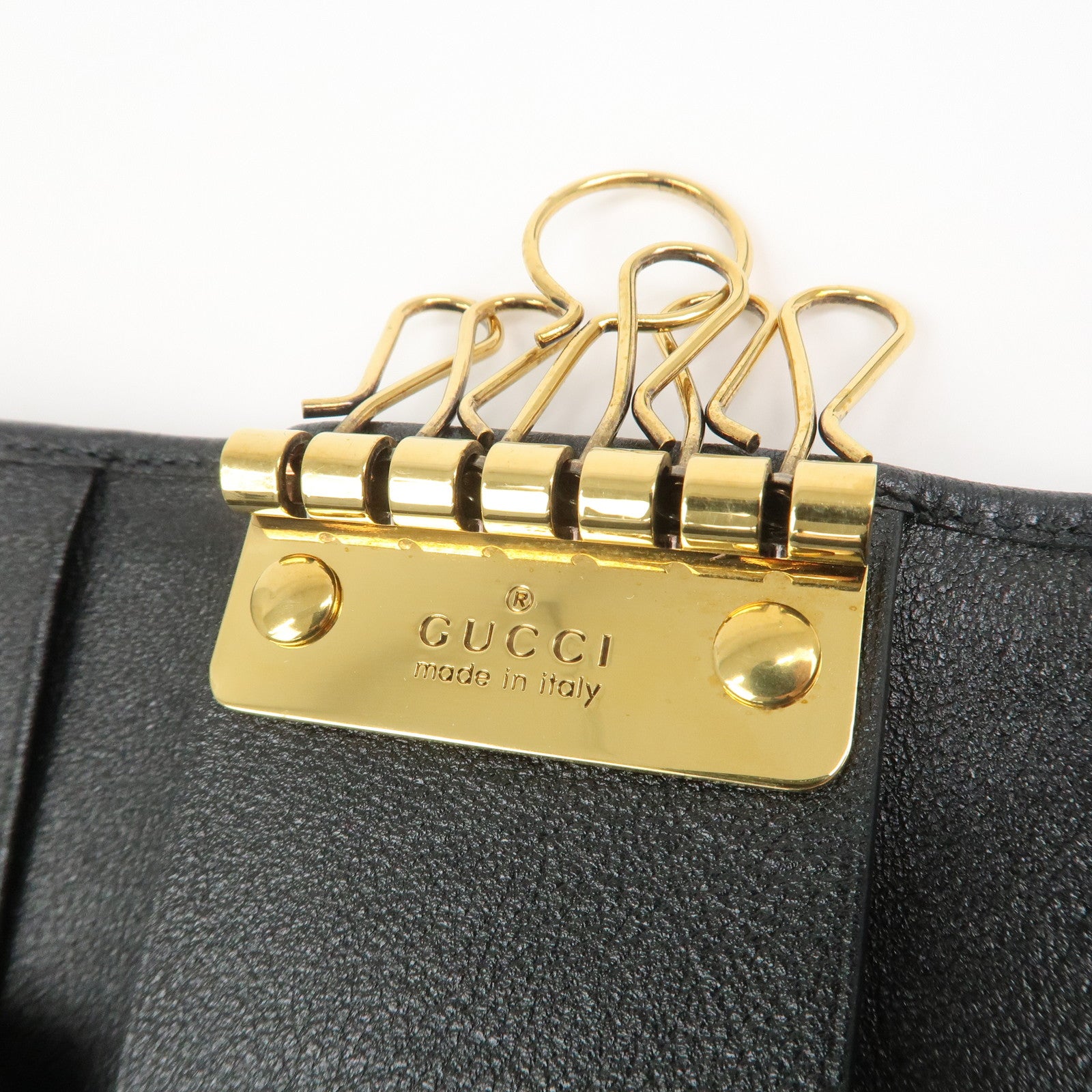 GUCCI GG Marmont Bamboo Leather 6 Key Rings Key Case Black 658636