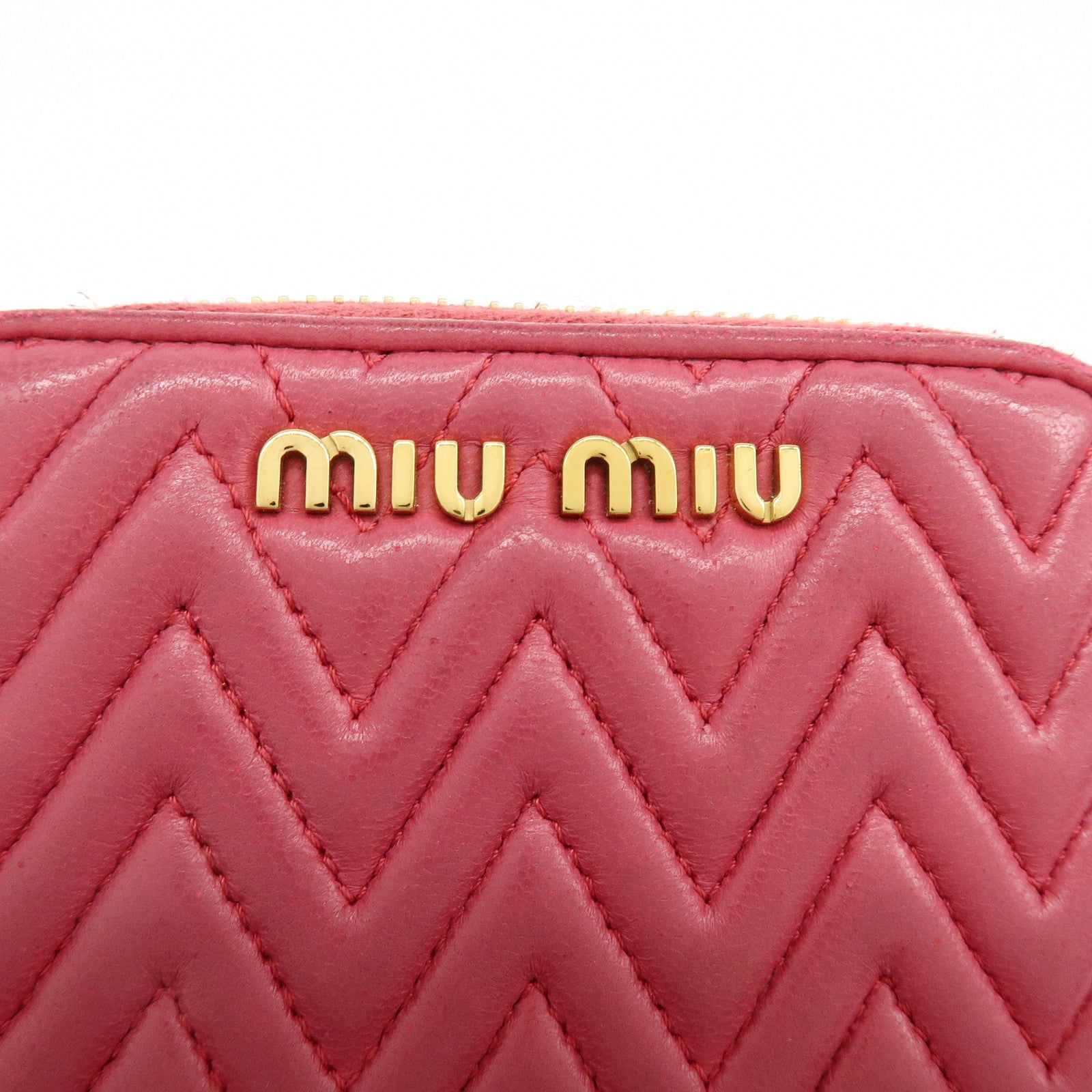 MIU MIU Logo Nappa Leather Coin Case Coin Purse Pink 5MM268