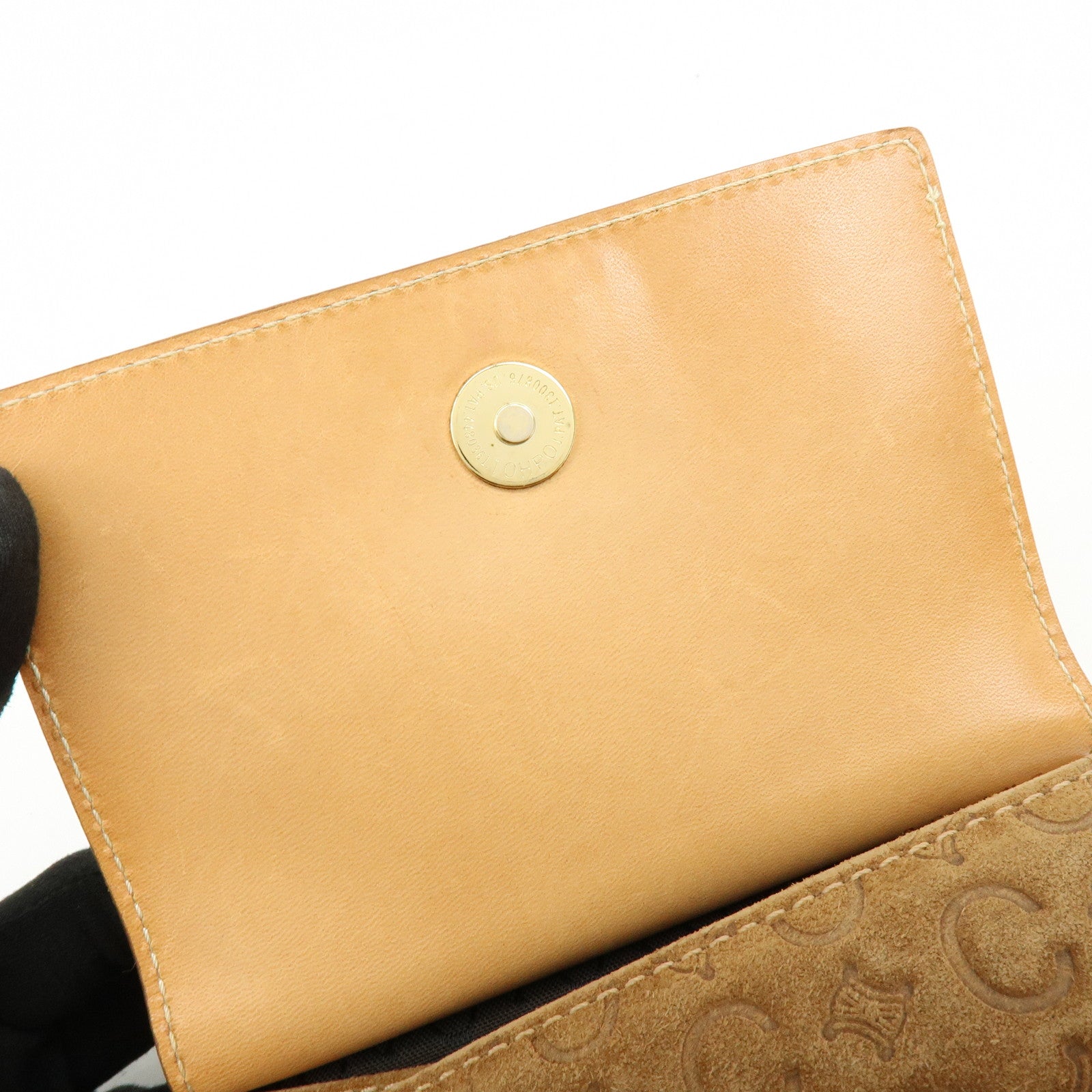 CELINE C Macadam Suede Leather Shoulder Bag Crossbody Bag Brown