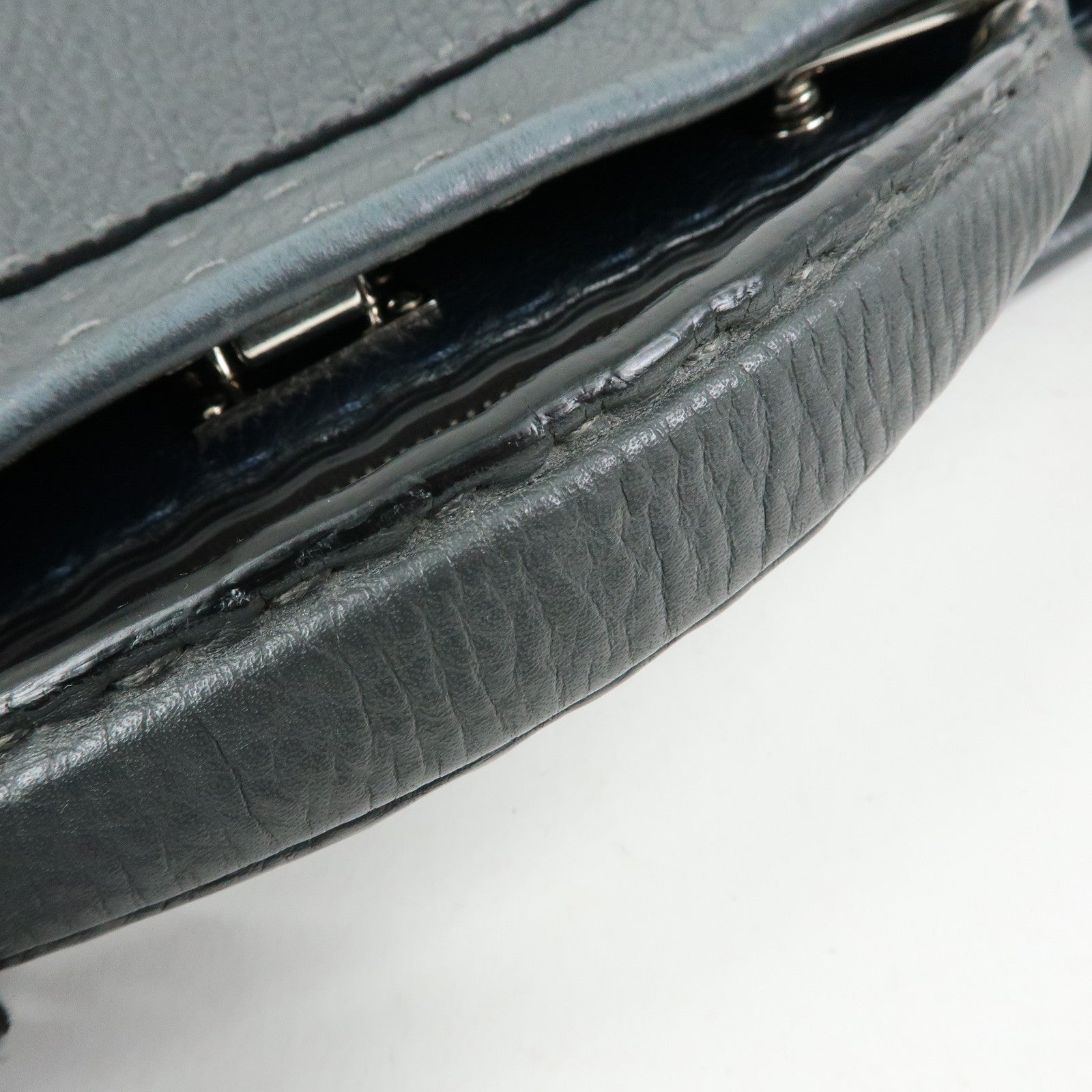 FENDI Selleria Peekaboo Leather 2Way Bag Hand Bag Gray 7VA406