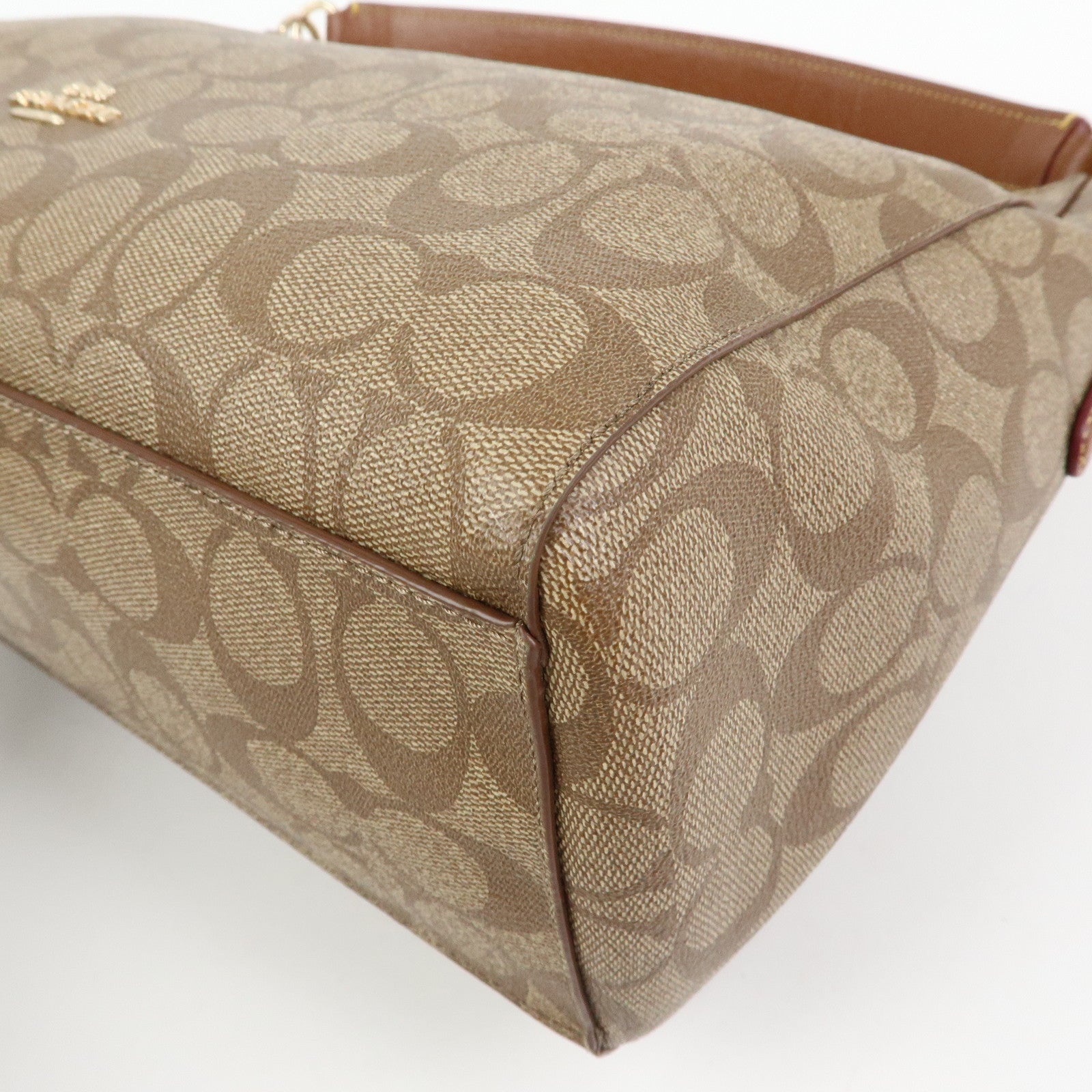 COACH Signature PVC Leather 2Way Shoulder Bag Hand Bag Brown
