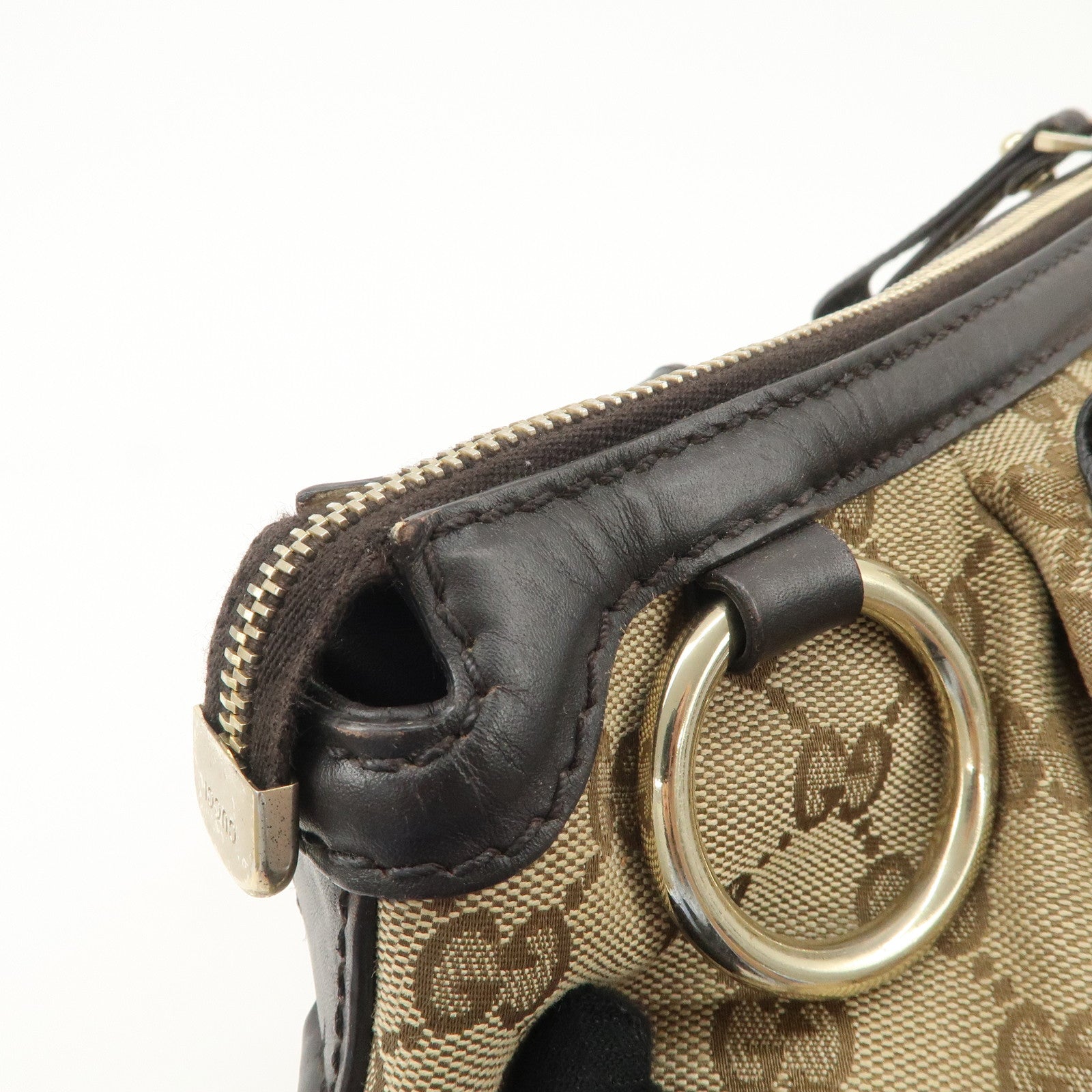 GUCCI Sukey GG Canvas Leather 2Way Tote Bag Beige Dark Brown 285730 Used