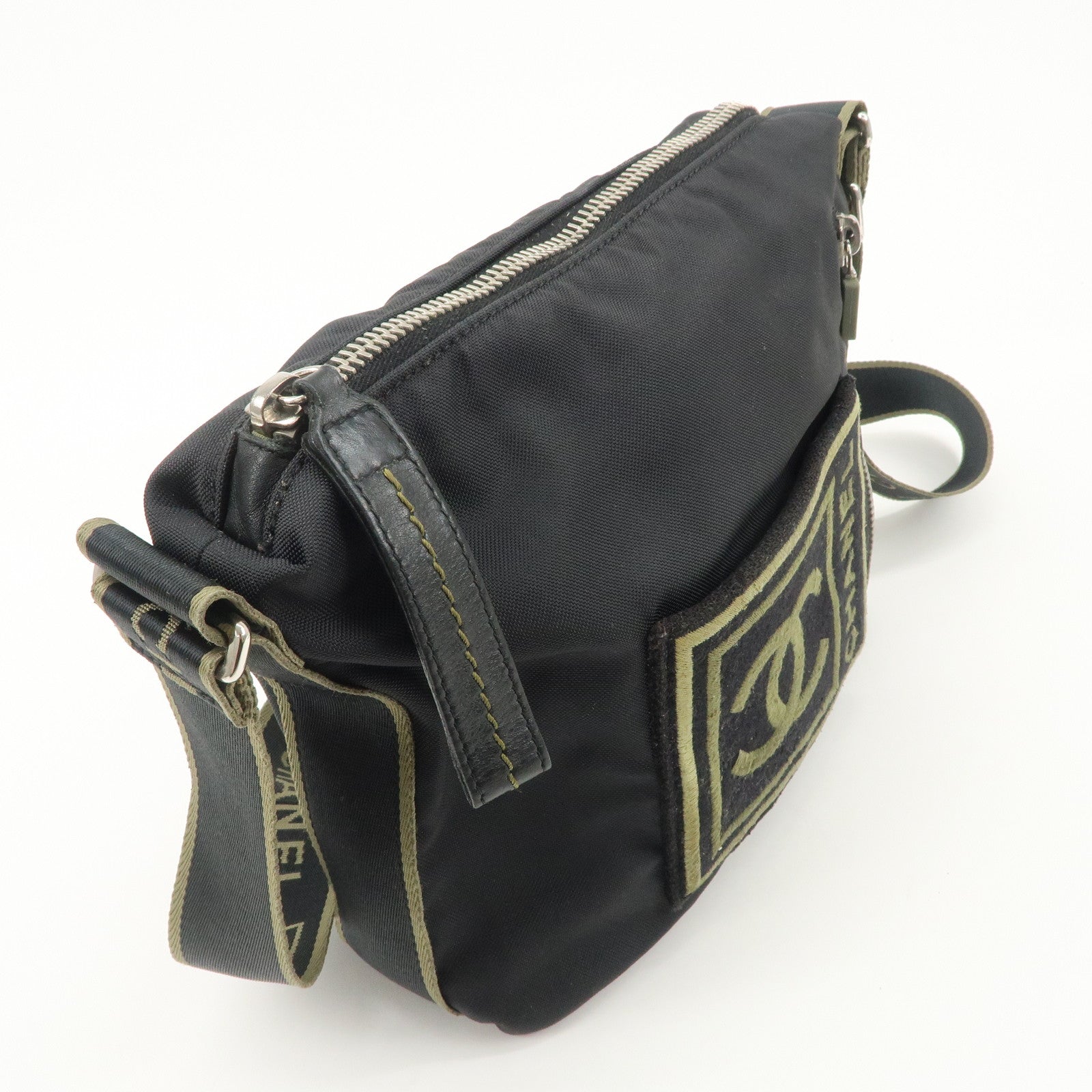 CHANEL Chanel Sports Line Nylon Shoulder Crossbody Bag Khaki 10462052 Used