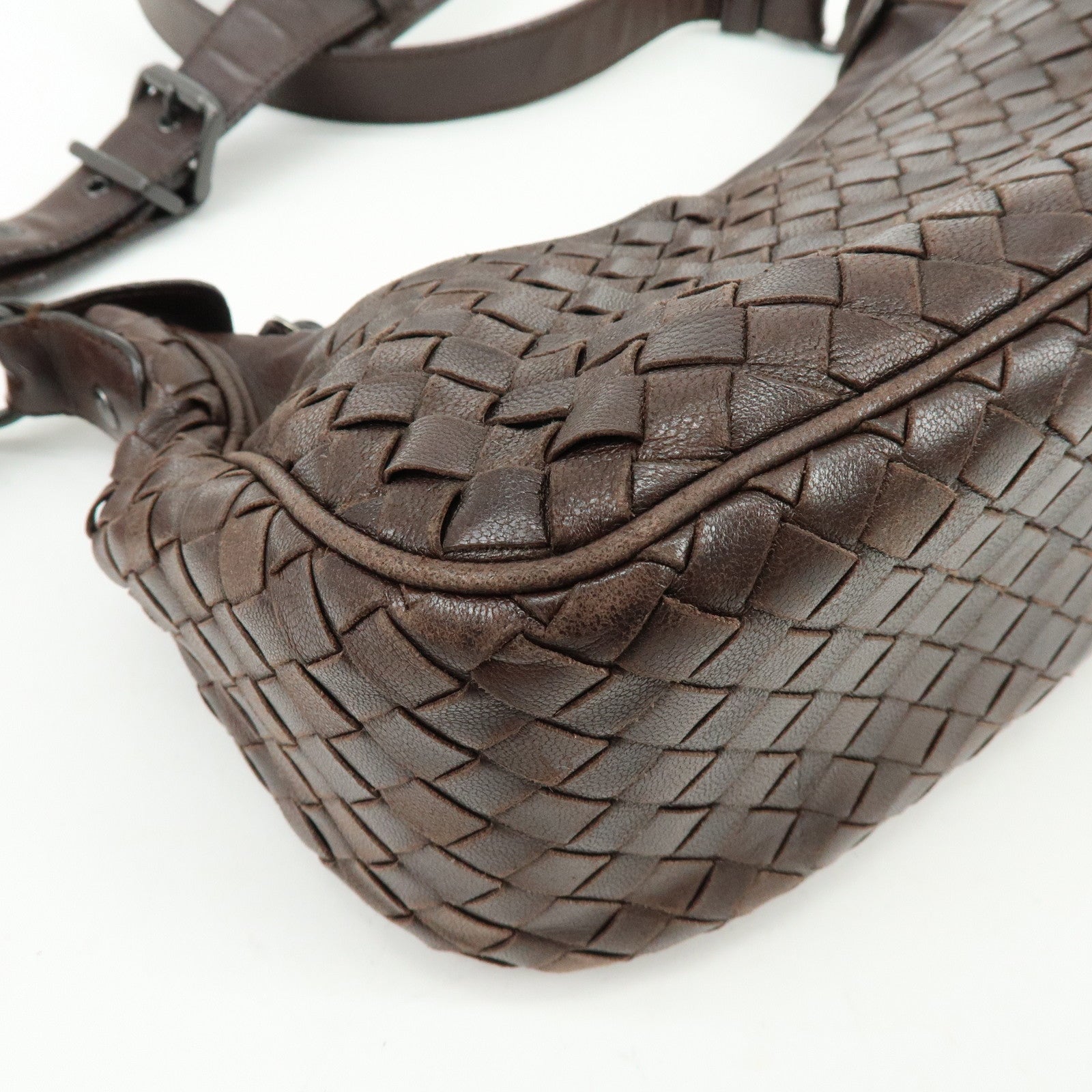BOTTEGA VENETA Intrecciato Leather Shoulder Crossbody Bag Brown