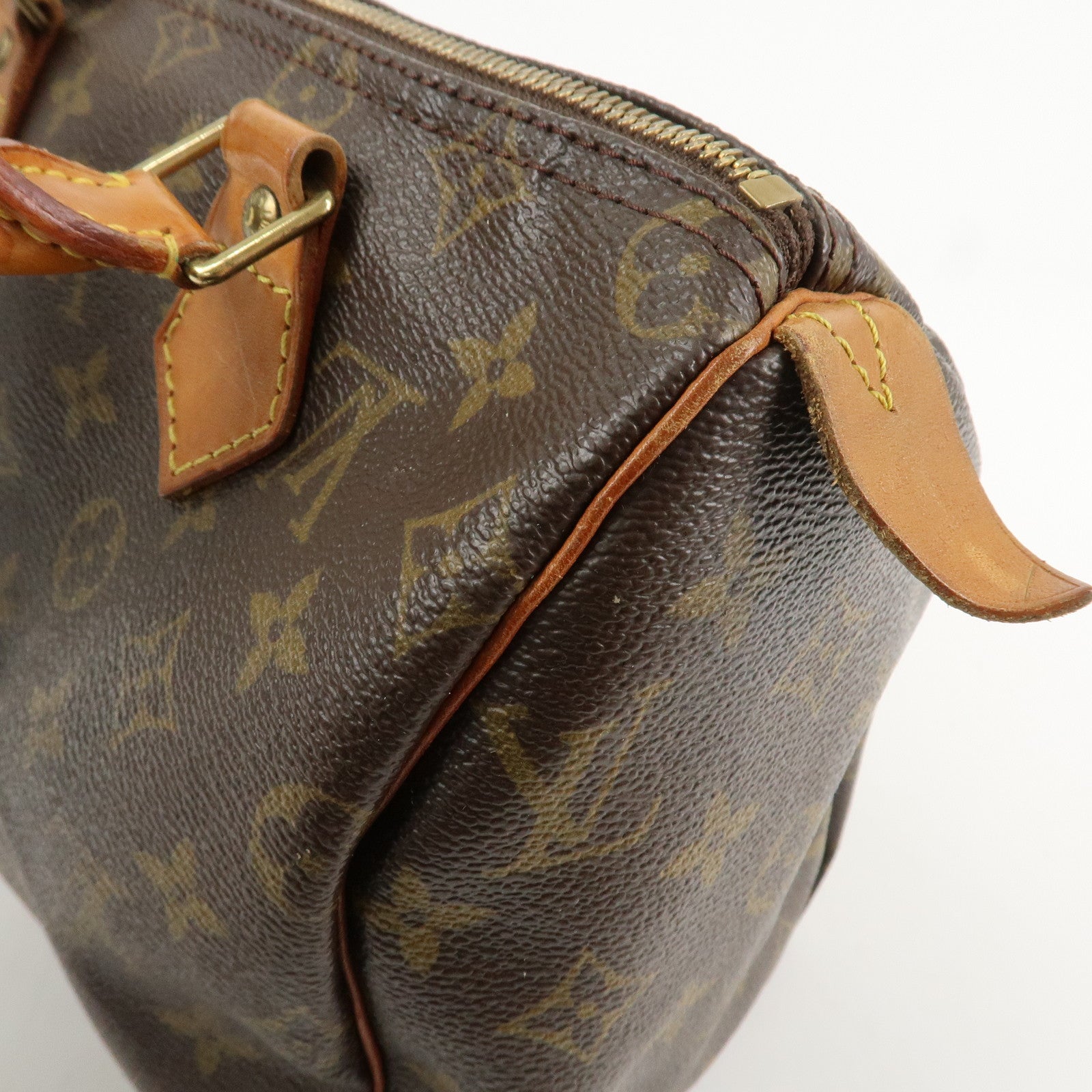 Louis Vuitton Monogram Canvas Leather Speedy 25 Boston Bag M41528