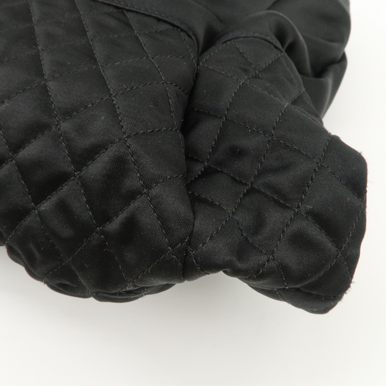 CHANEL Melrose Cabas Cotton Jersey Shoulder Bag Black Used